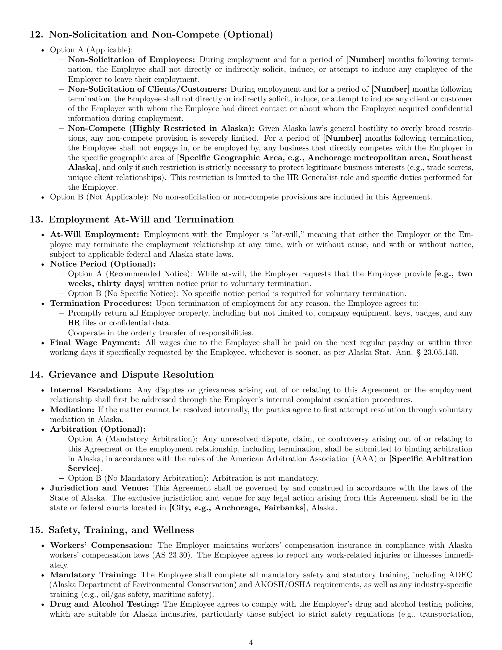 Preview page 4 of Pro Alaska HR generalist employment contract template