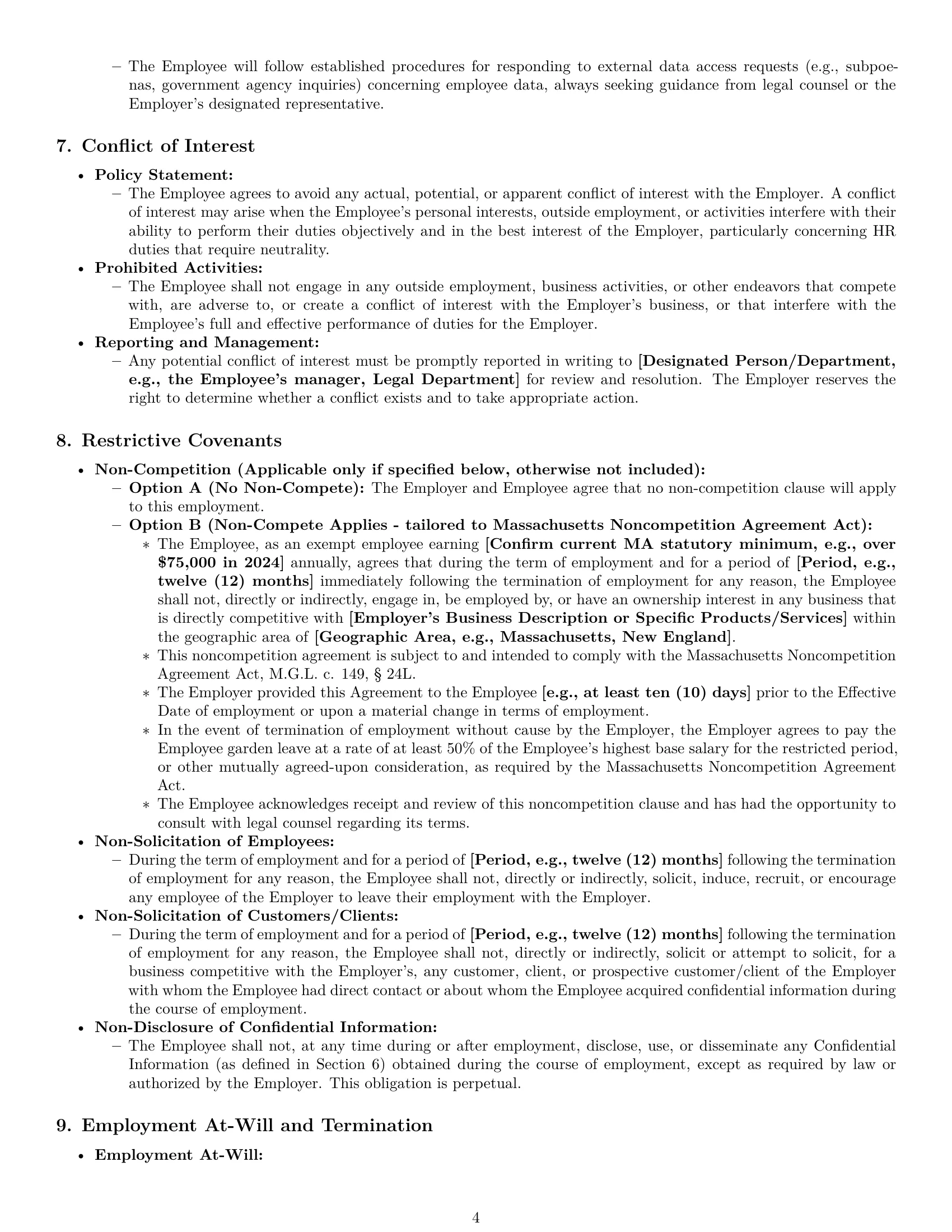 Preview page 4 of Pro Massachusetts HR generalist employment contract template