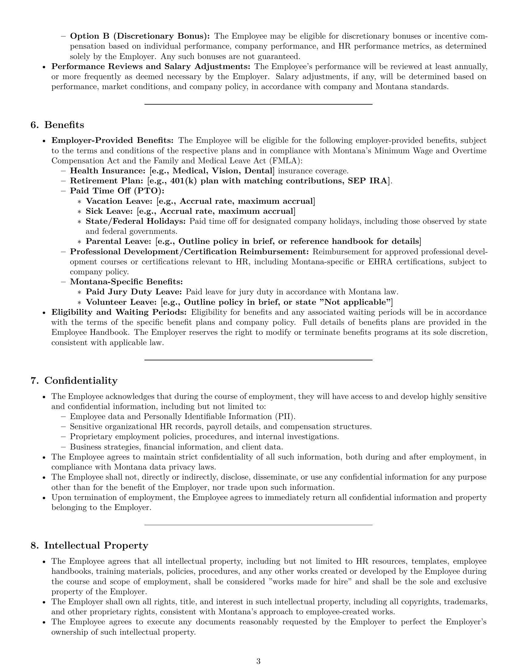 Preview page 3 of Pro Montana HR generalist employment contract template