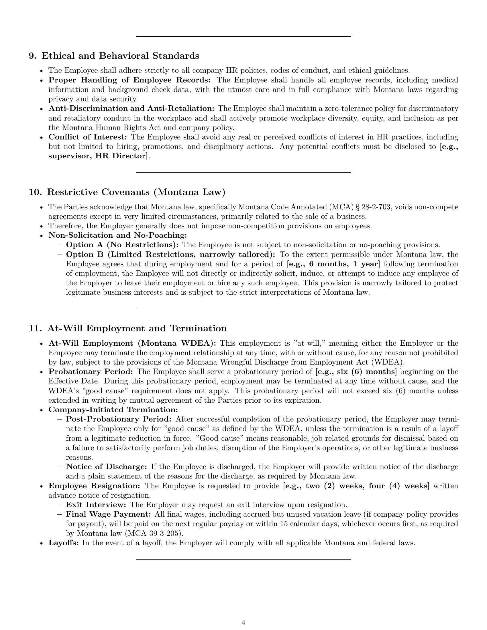 Preview page 4 of Pro Montana HR generalist employment contract template
