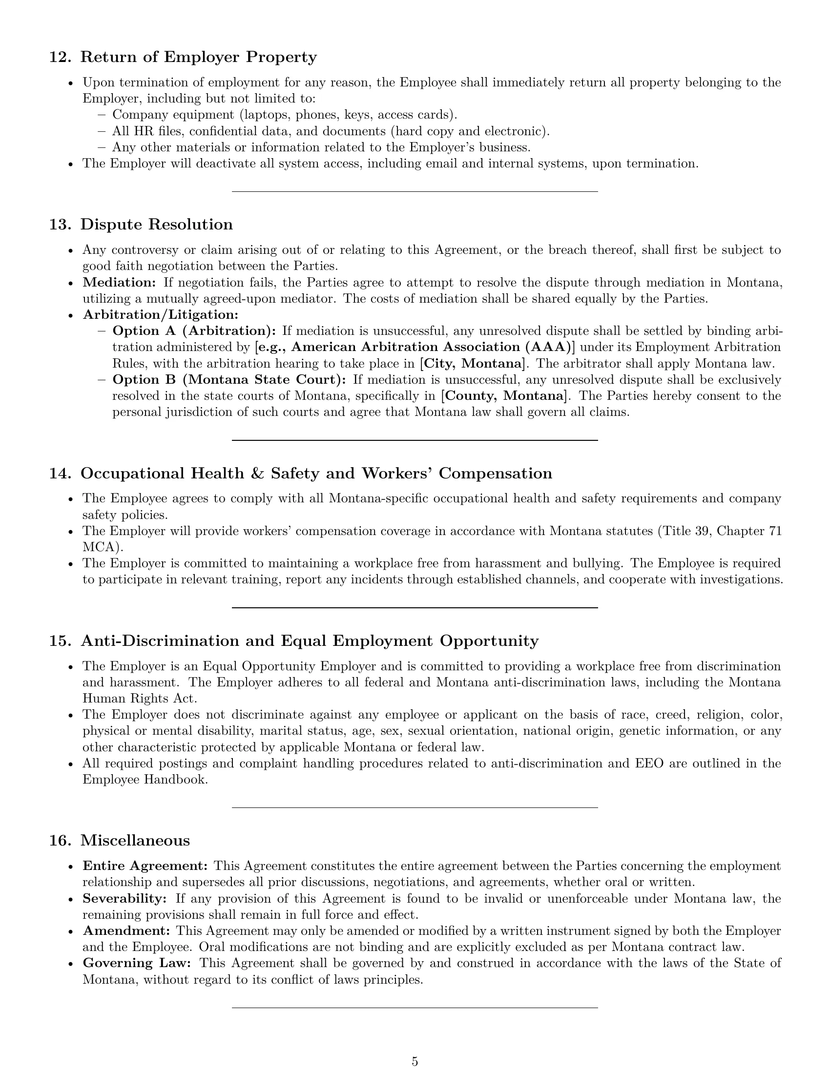 Preview page 5 of Pro Montana HR generalist employment contract template