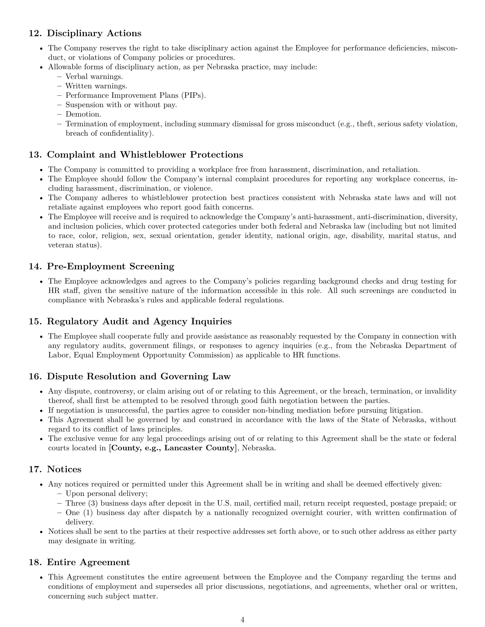 Preview page 4 of Pro Nebraska HR generalist employment contract template