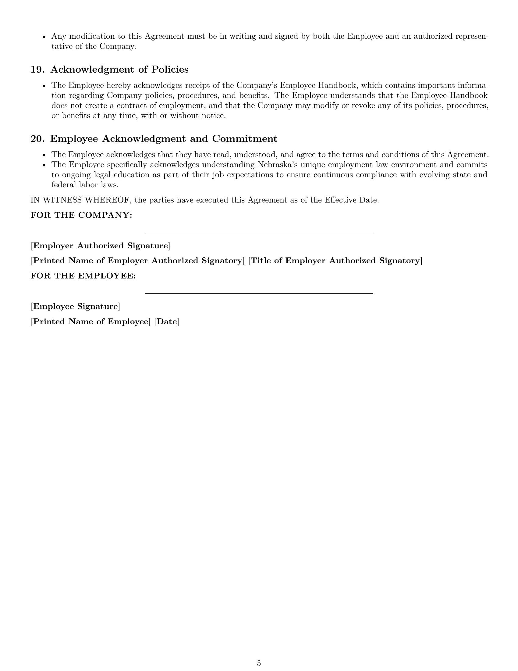 Preview page 5 of Pro Nebraska HR generalist employment contract template