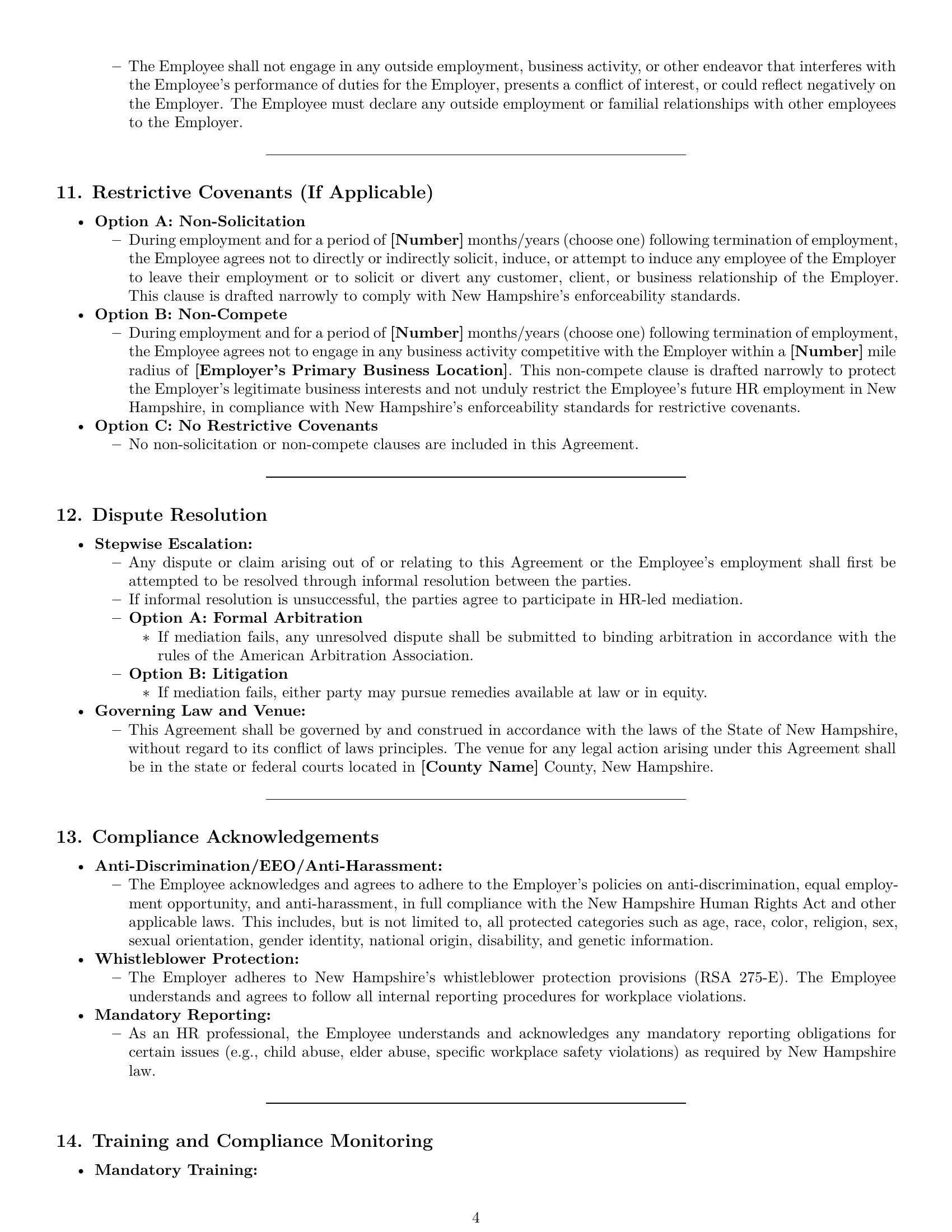 Preview page 4 of Pro New Hampshire HR generalist employment contract template