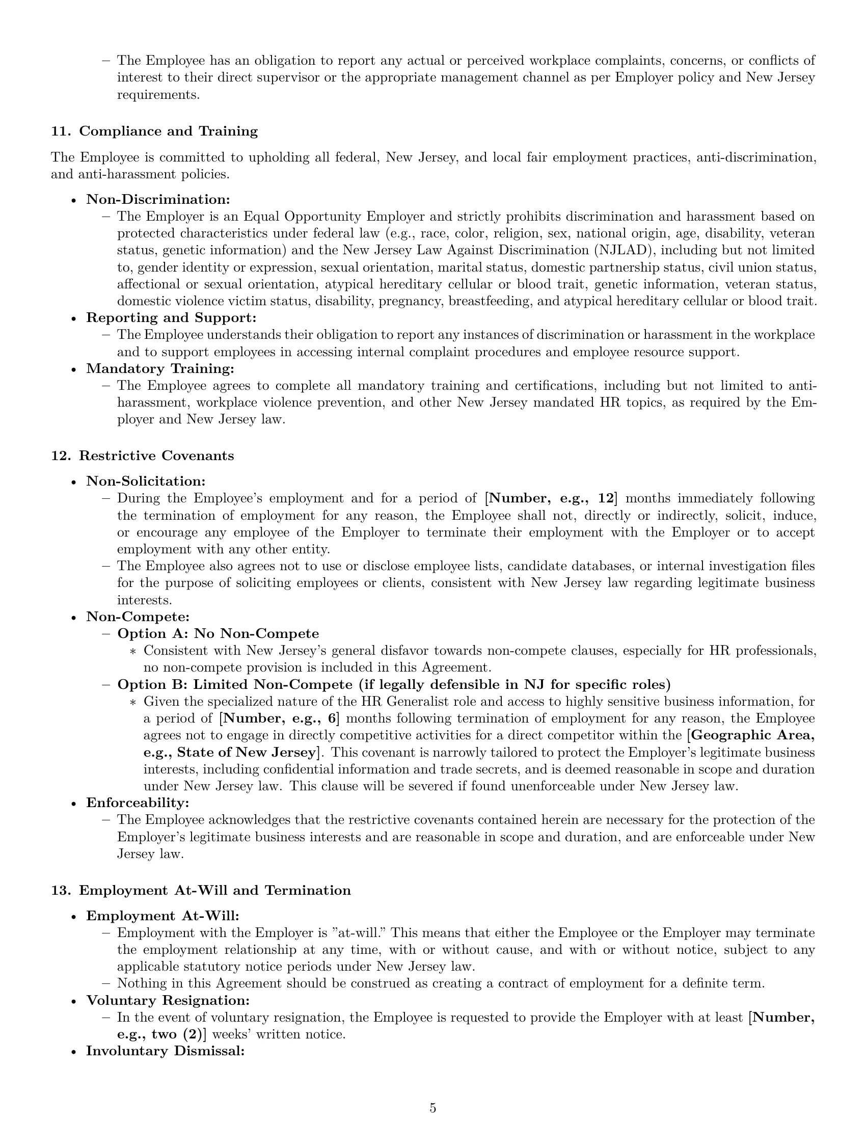 Preview page 5 of Pro New Jersey HR generalist employment contract template