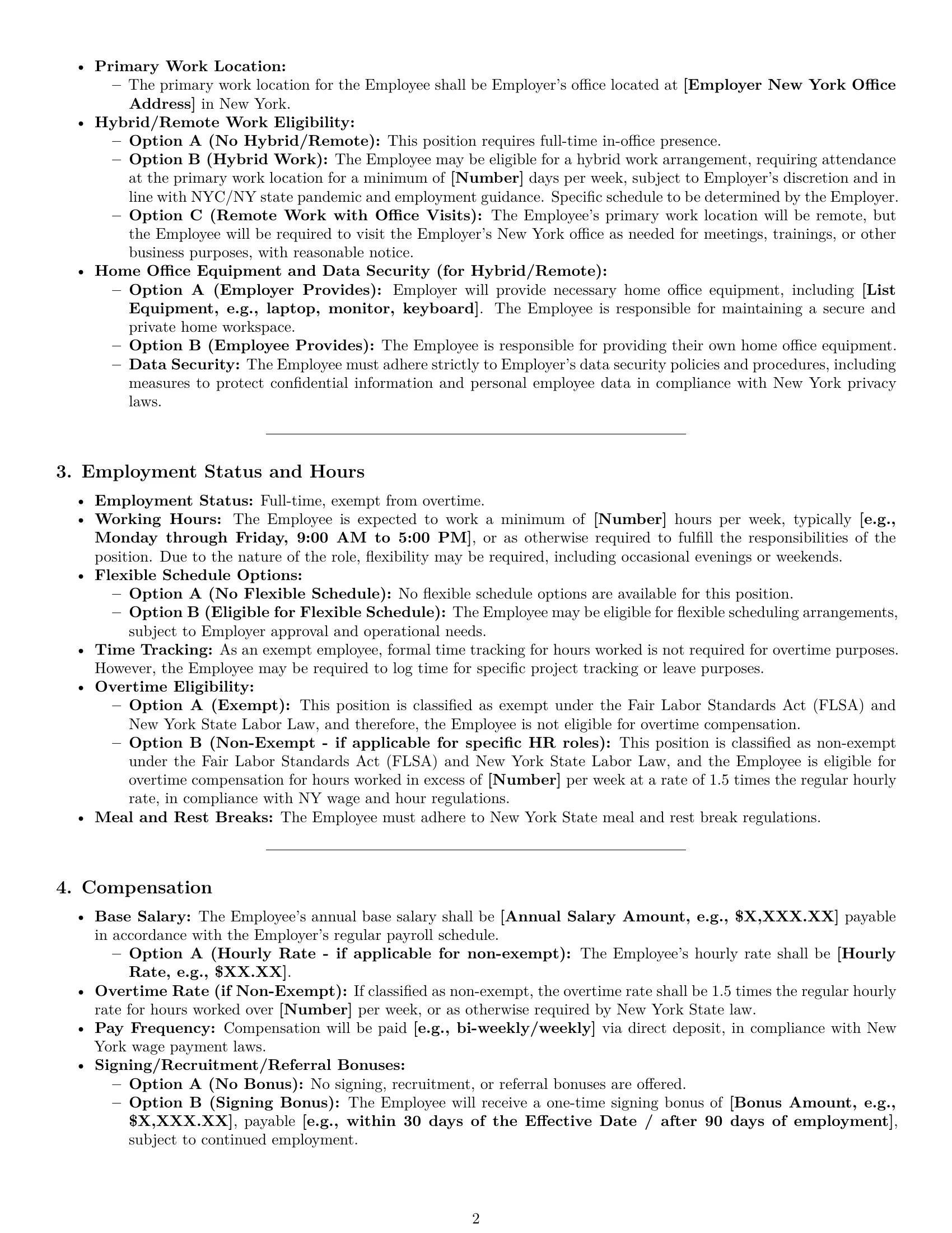 Preview page 2 of Pro New York HR generalist employment contract template
