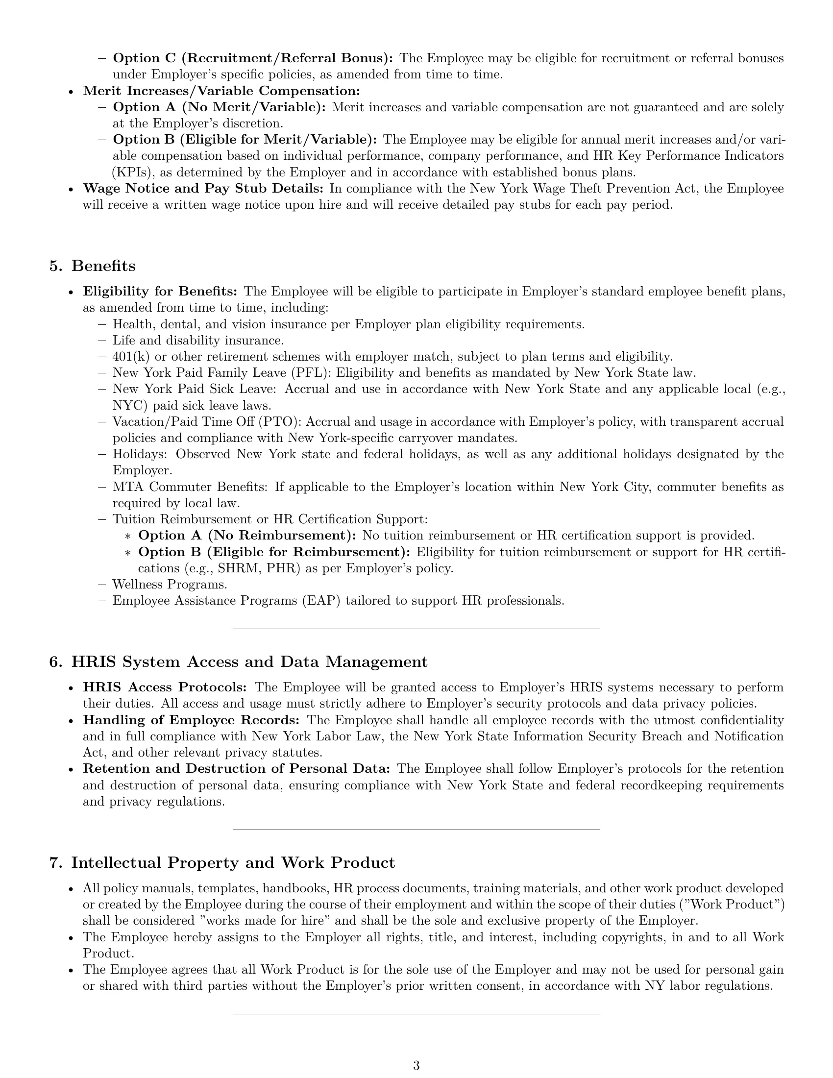 Preview page 3 of Pro New York HR generalist employment contract template