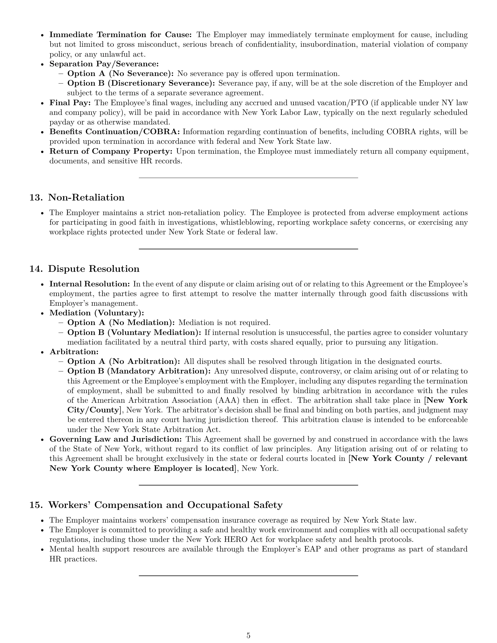 Preview page 5 of Pro New York HR generalist employment contract template