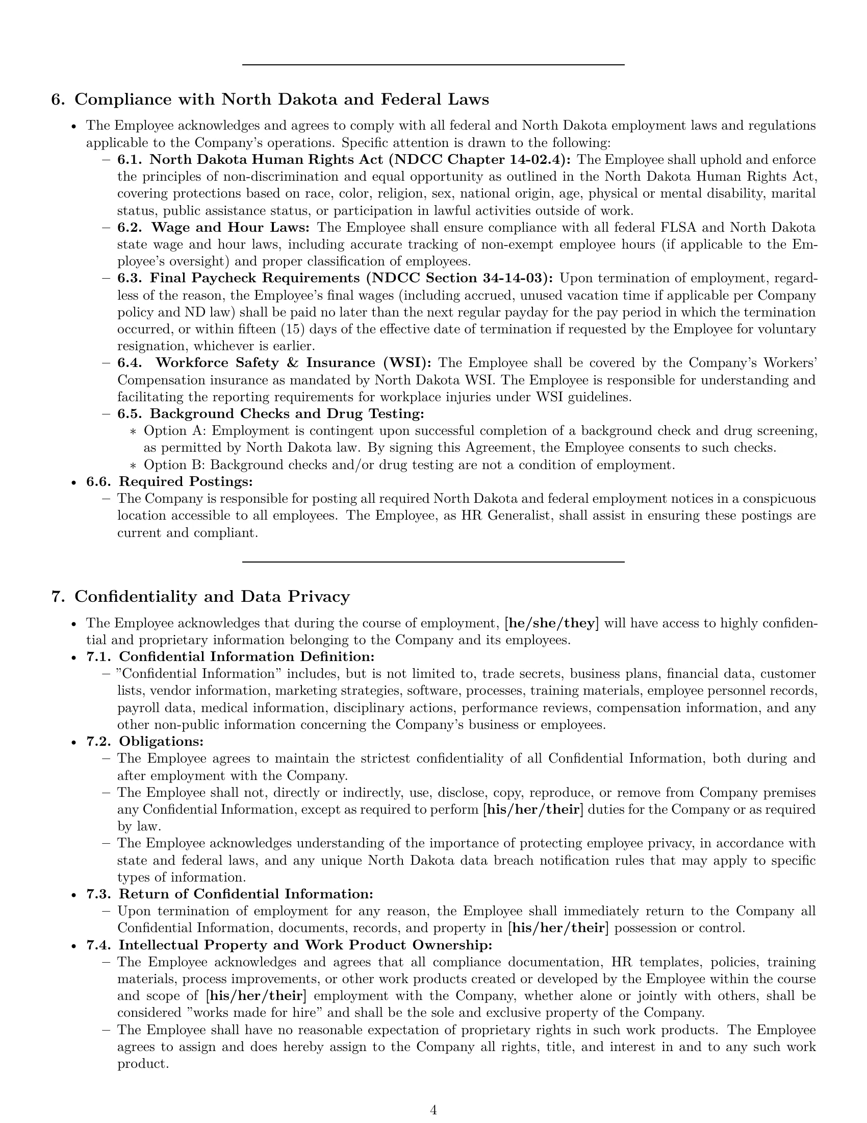Preview page 4 of Pro North Dakota HR generalist employment contract template