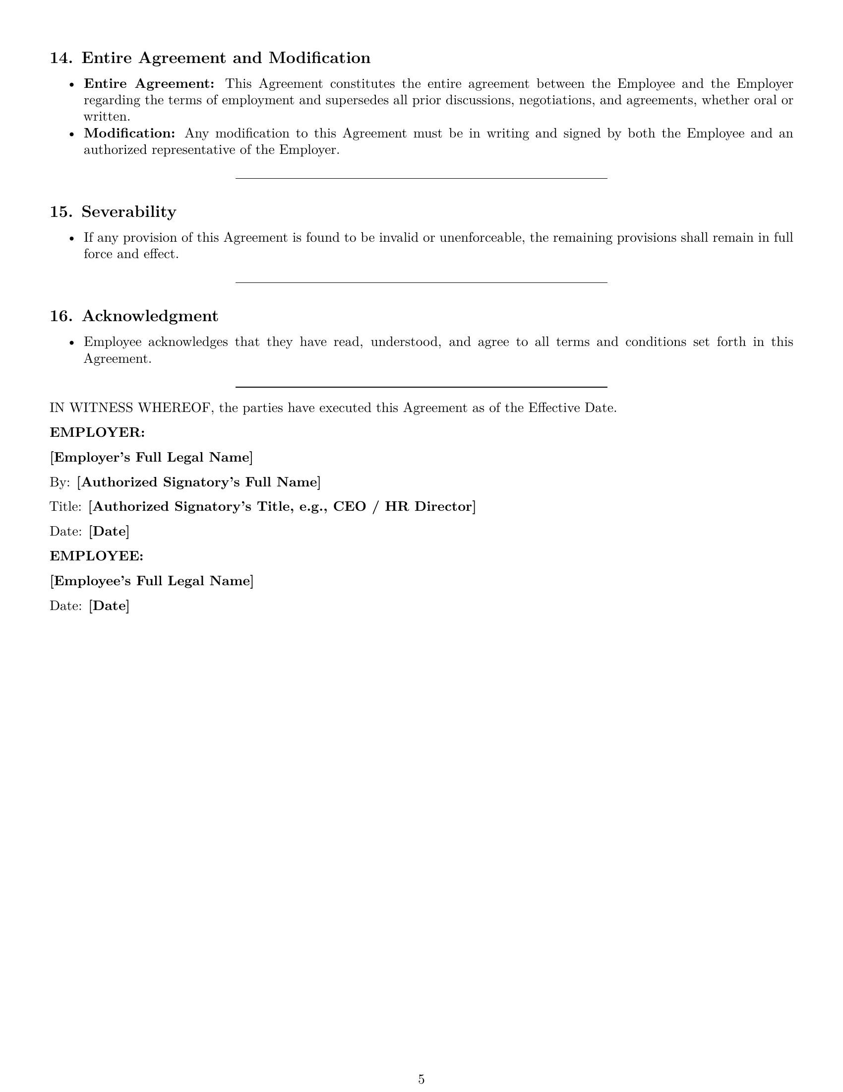 Preview page 5 of Pro Ohio HR generalist employment contract template