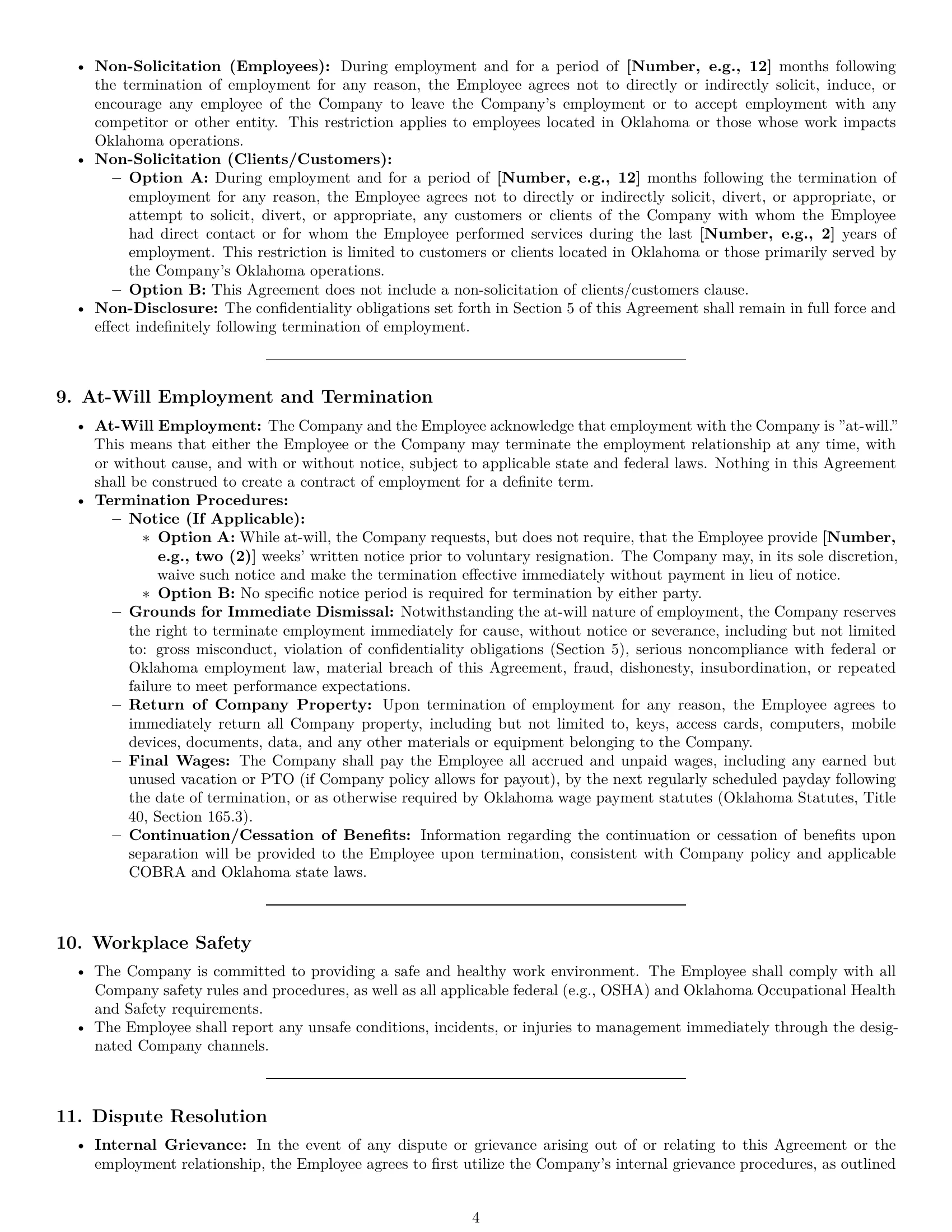 Preview page 4 of Pro Oklahoma HR generalist employment contract template