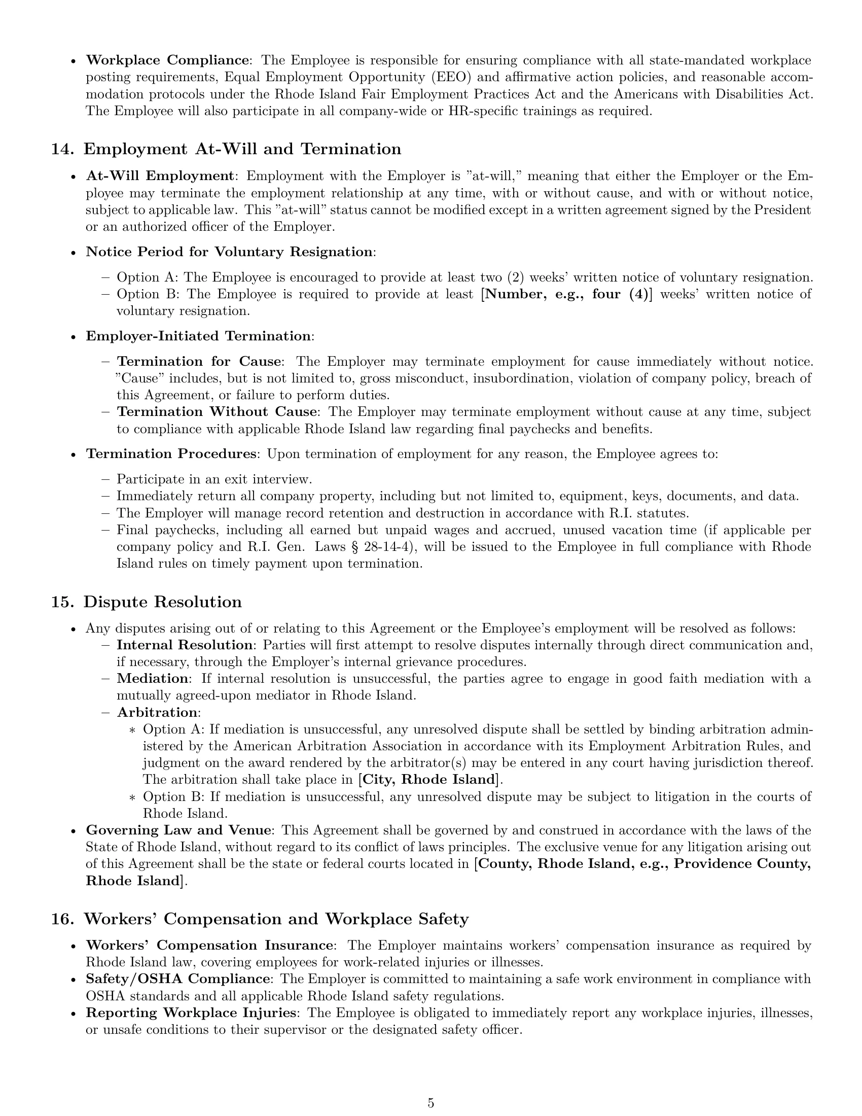 Preview page 5 of Pro Rhode Island HR generalist employment contract template