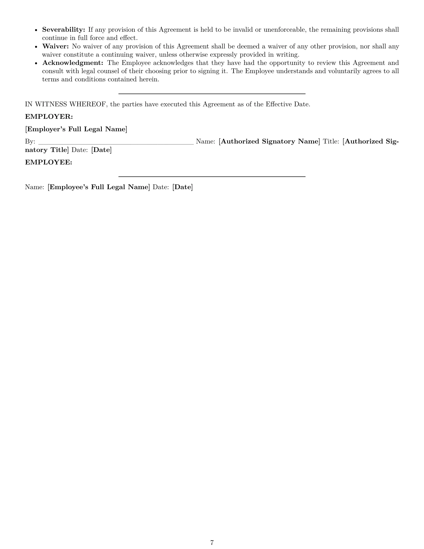 Preview page 7 of Pro Virginia HR generalist employment contract template