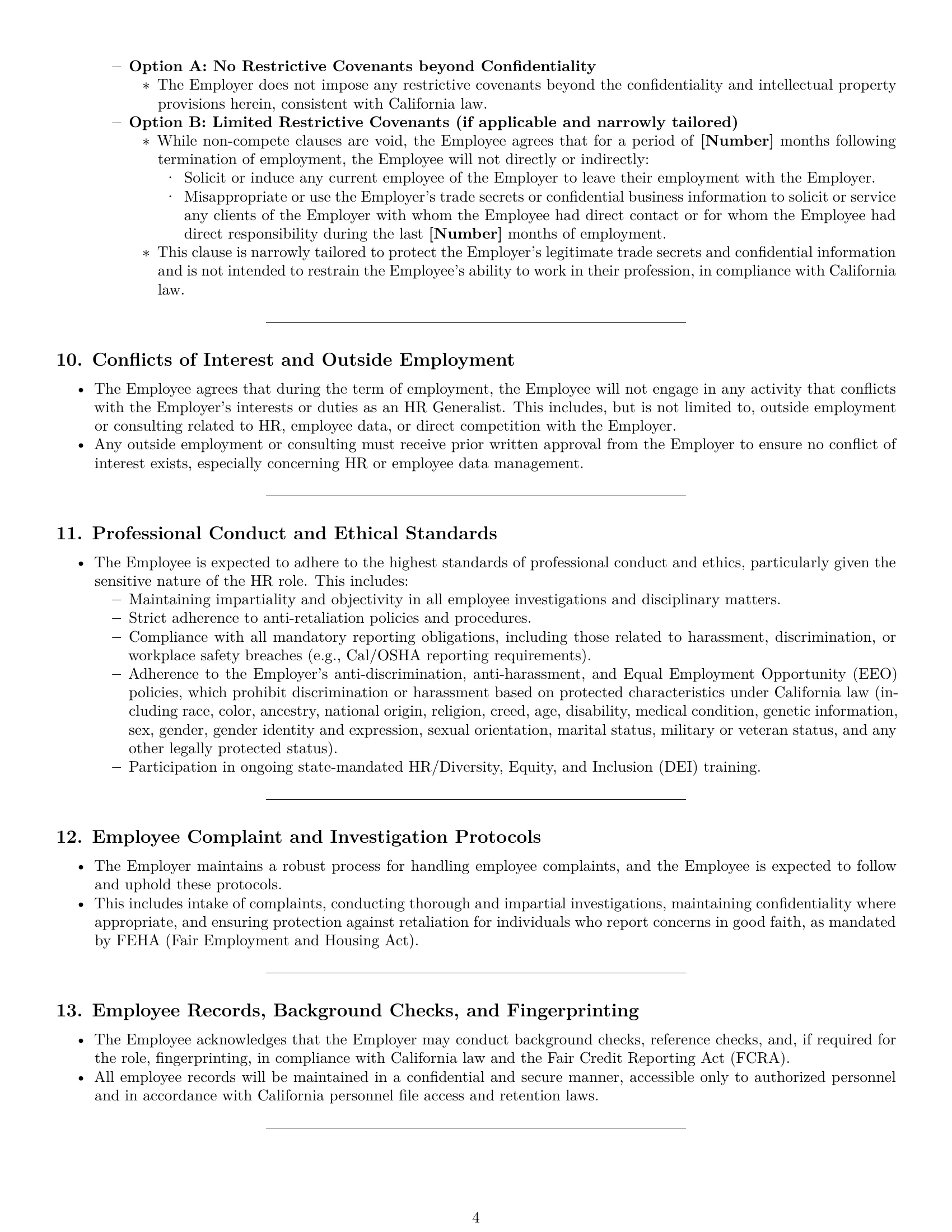 Preview page 4 of Pro California HR generalist employment contract template