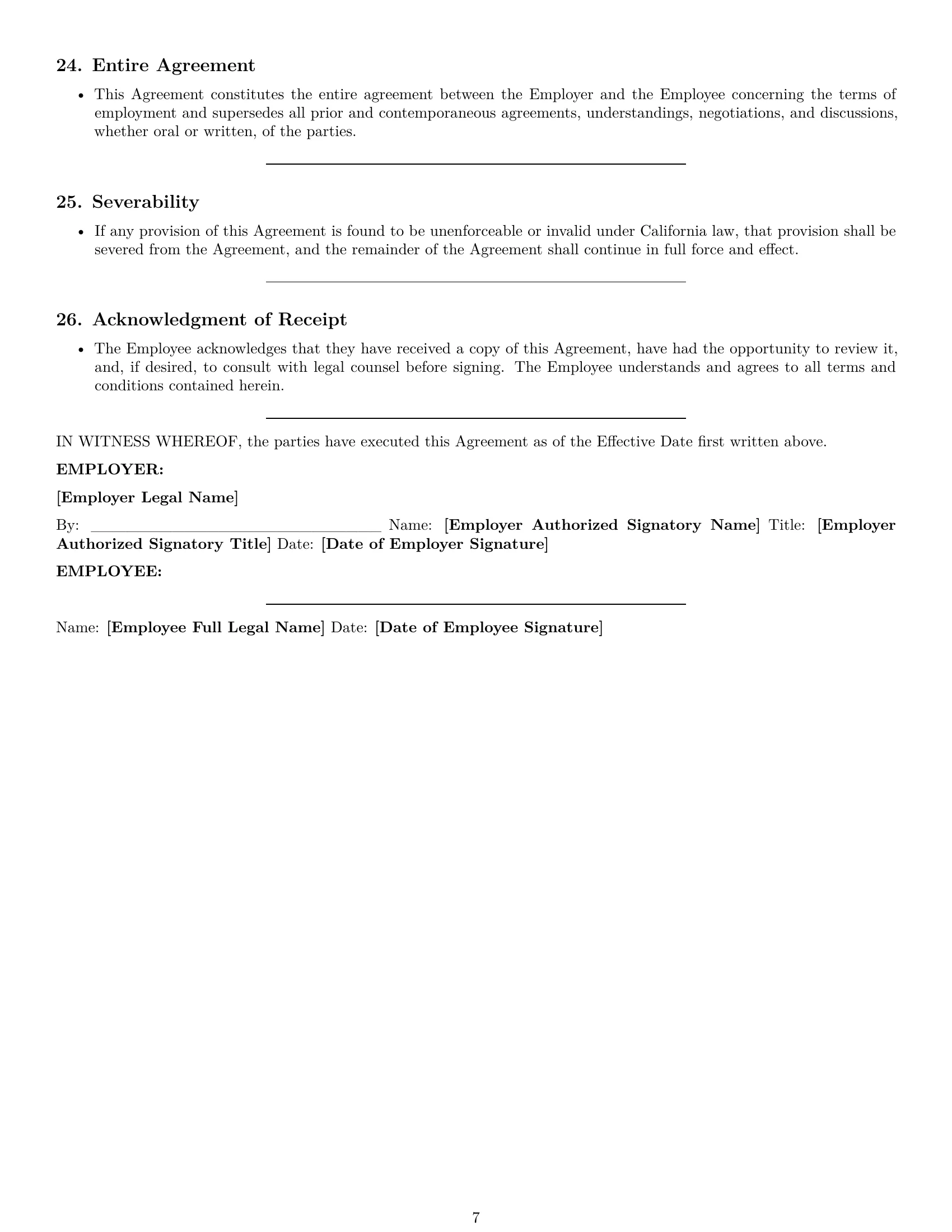 Preview page 7 of Pro California HR generalist employment contract template