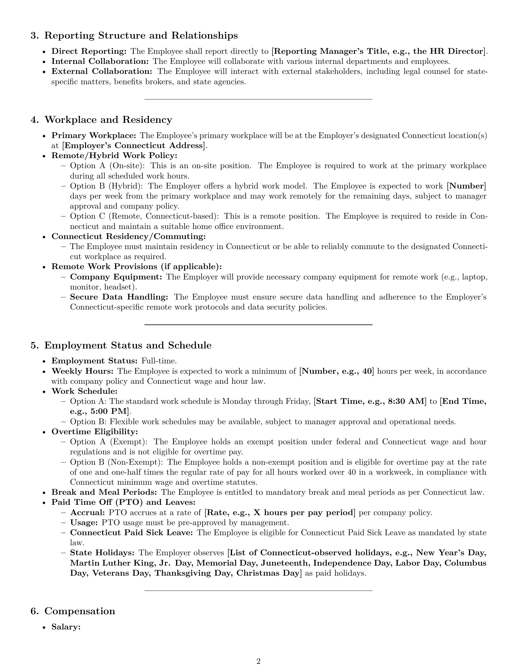Preview page 2 of Pro Connecticut HR generalist employment contract template