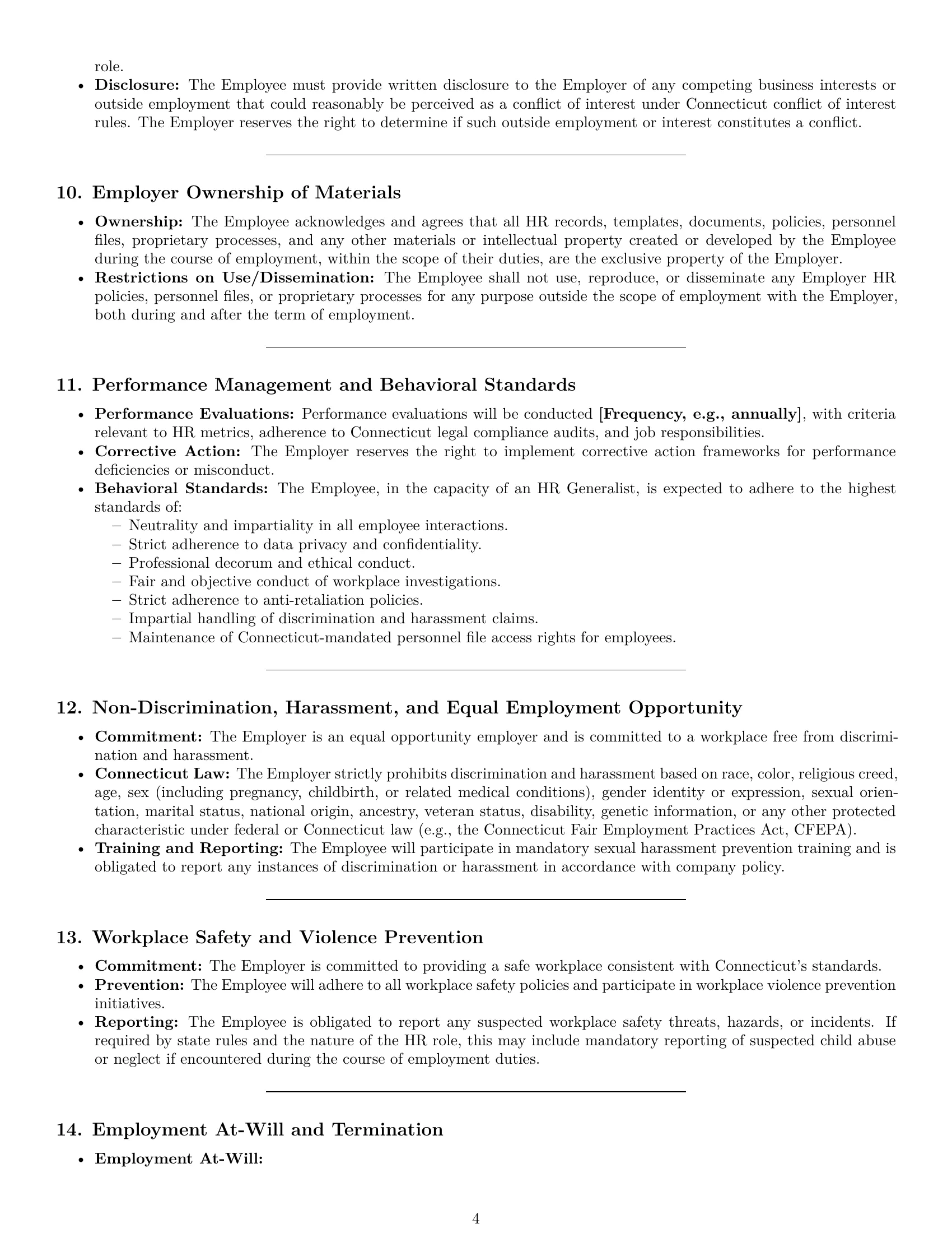 Preview page 4 of Pro Connecticut HR generalist employment contract template