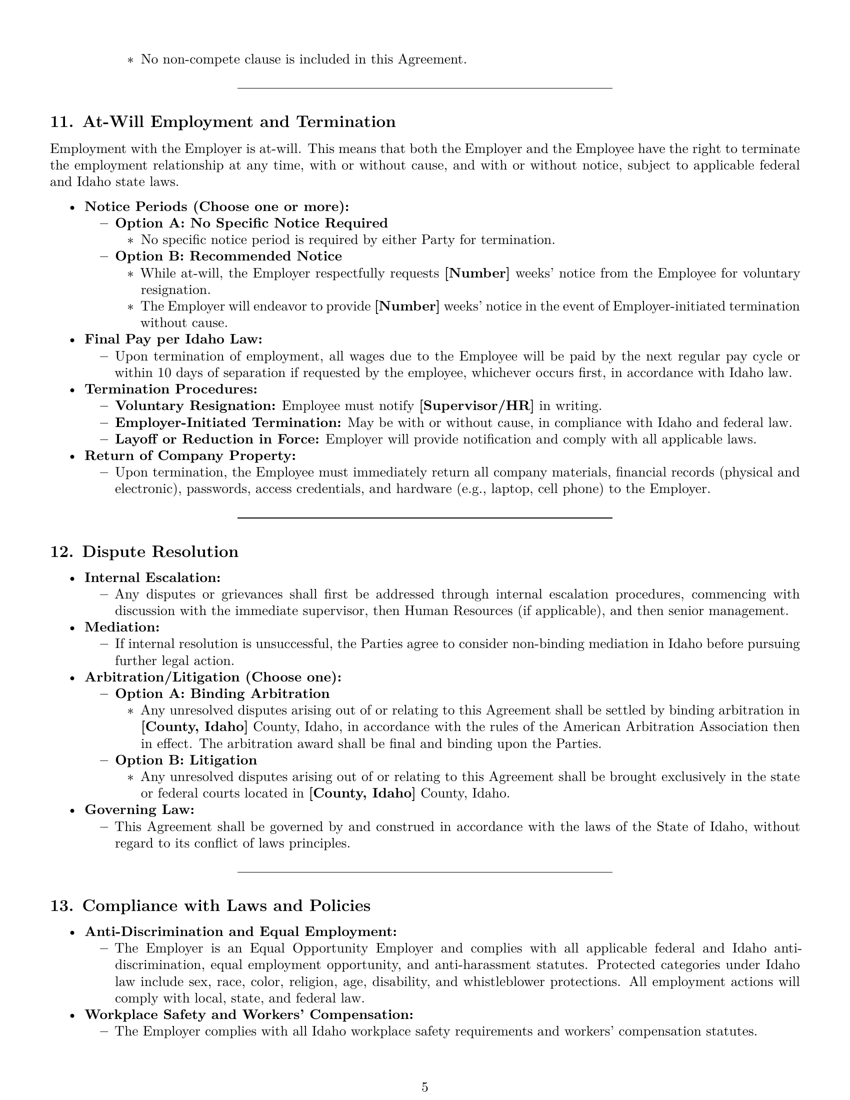 Preview page 5 of Pro Idaho bookkeeper employment contract template