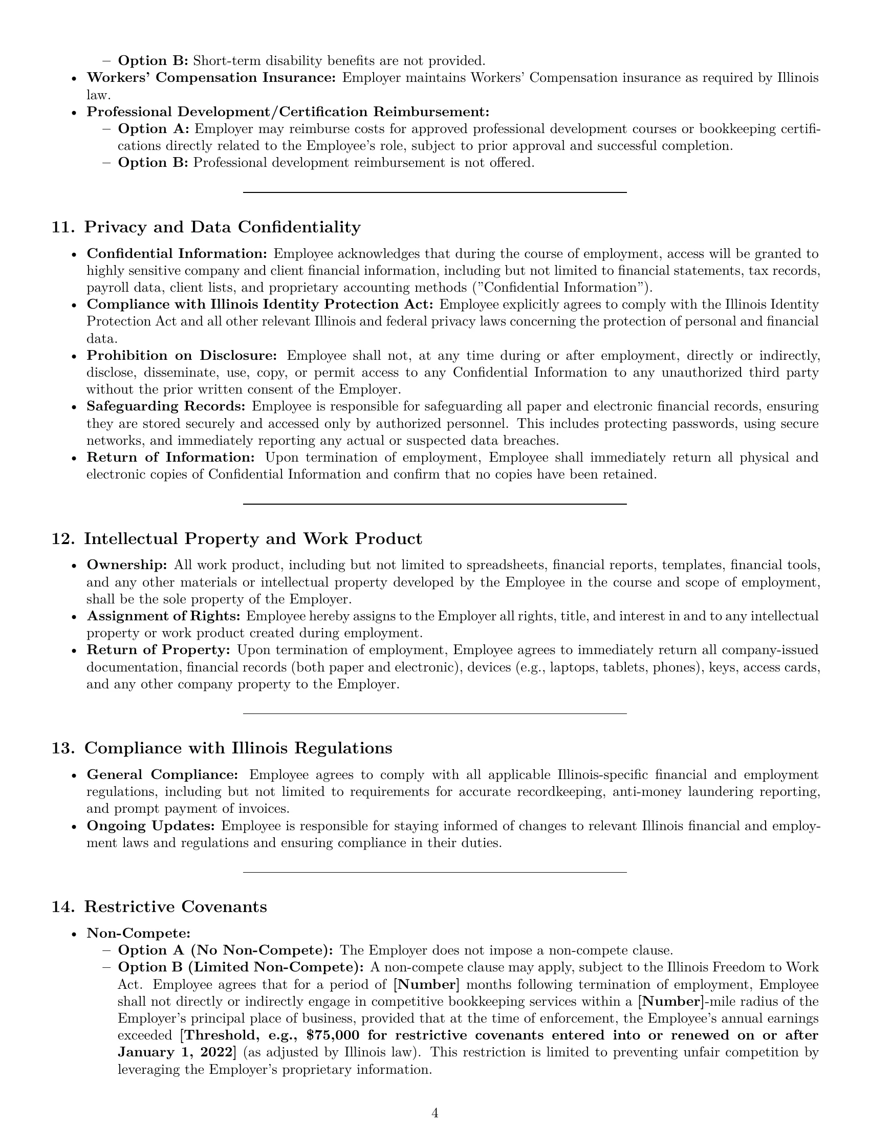 Preview page 4 of Pro Illinois bookkeeper employment contract template