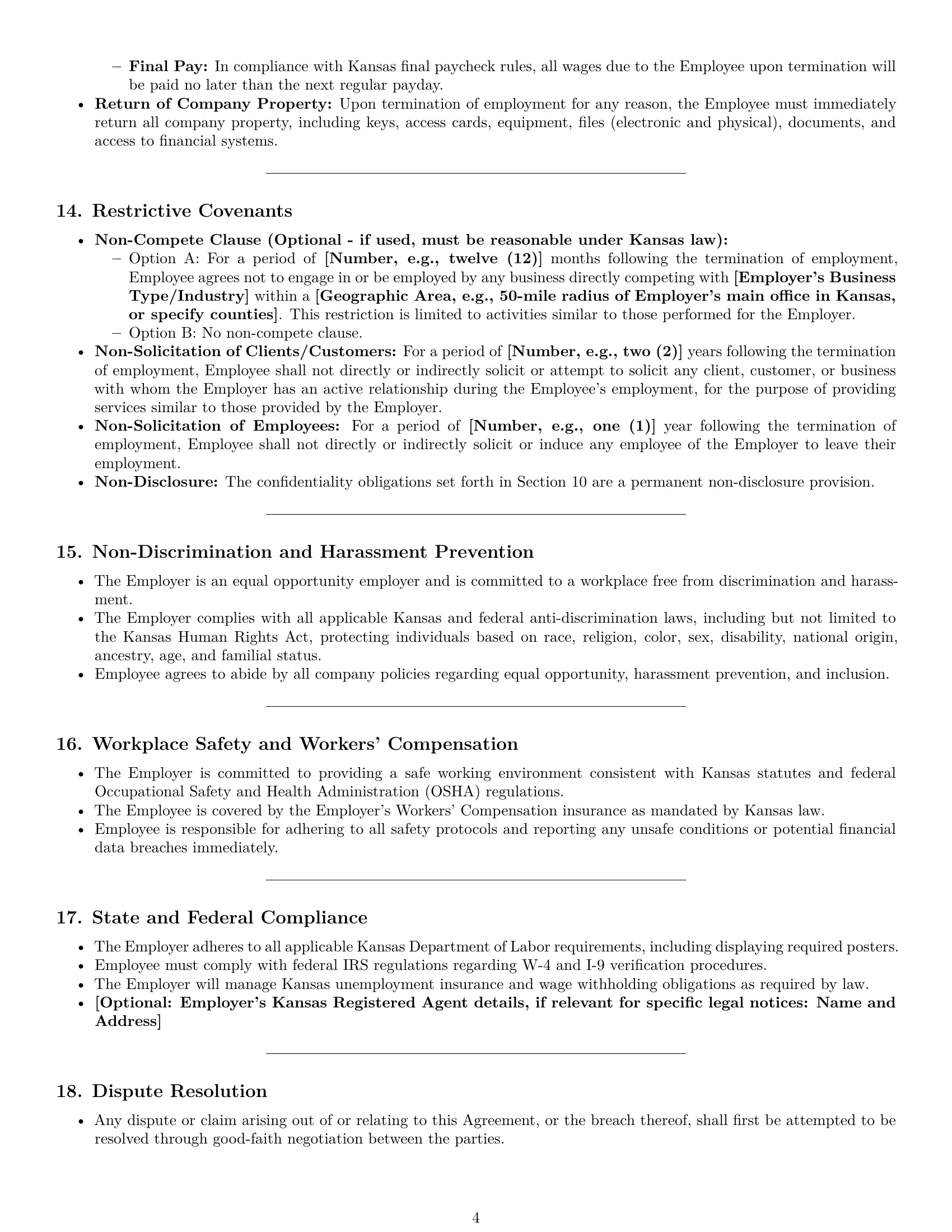 Preview page 4 of Pro Kansas bookkeeper employment contract template