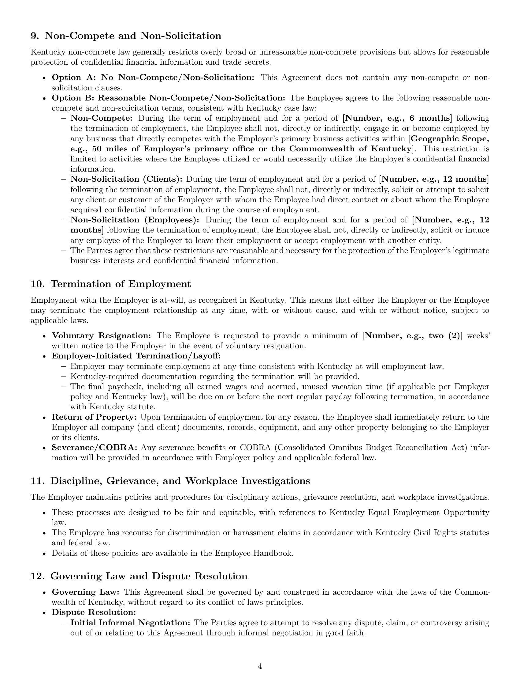 Preview page 4 of Pro Kentucky bookkeeper employment contract template