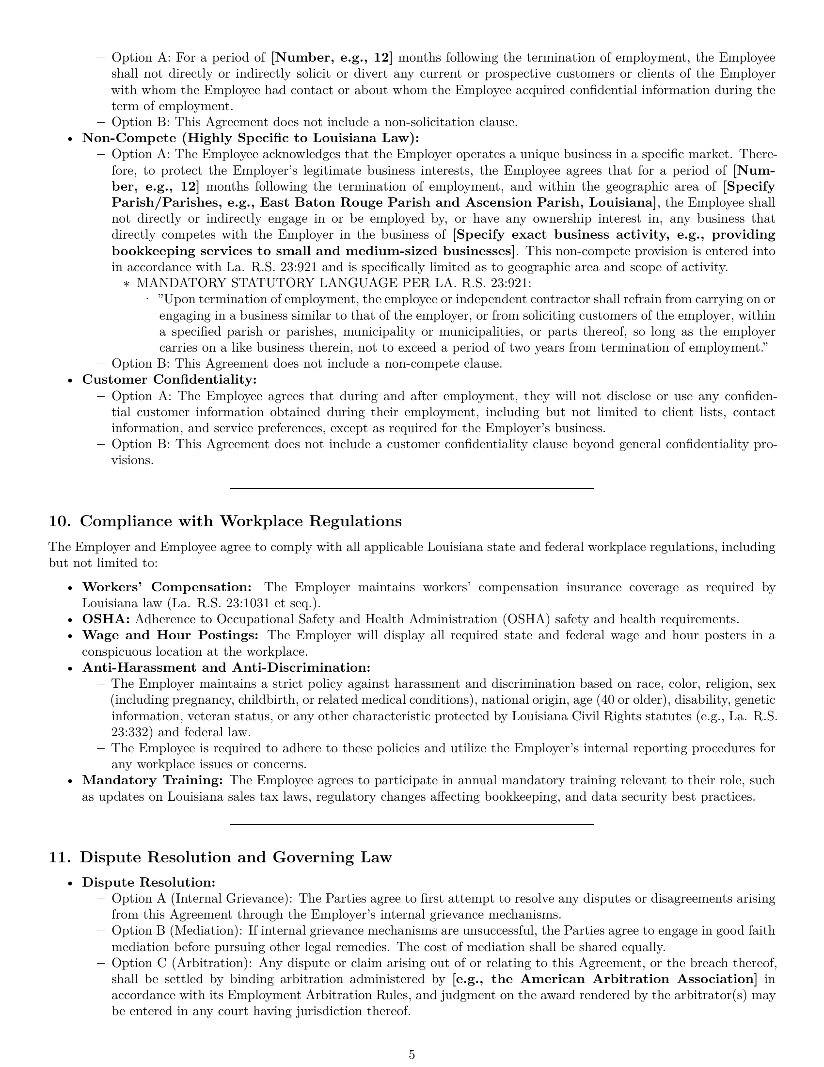 Preview page 5 of Pro Louisiana bookkeeper employment contract template