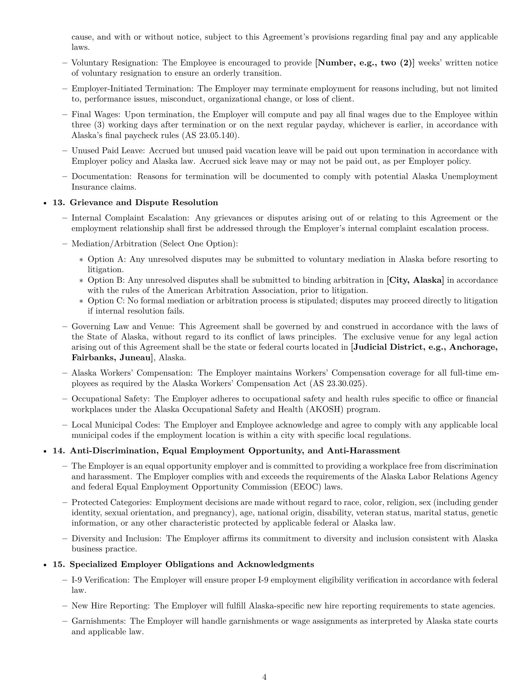 Preview page 4 of Pro Alaska bookkeeper employment contract template
