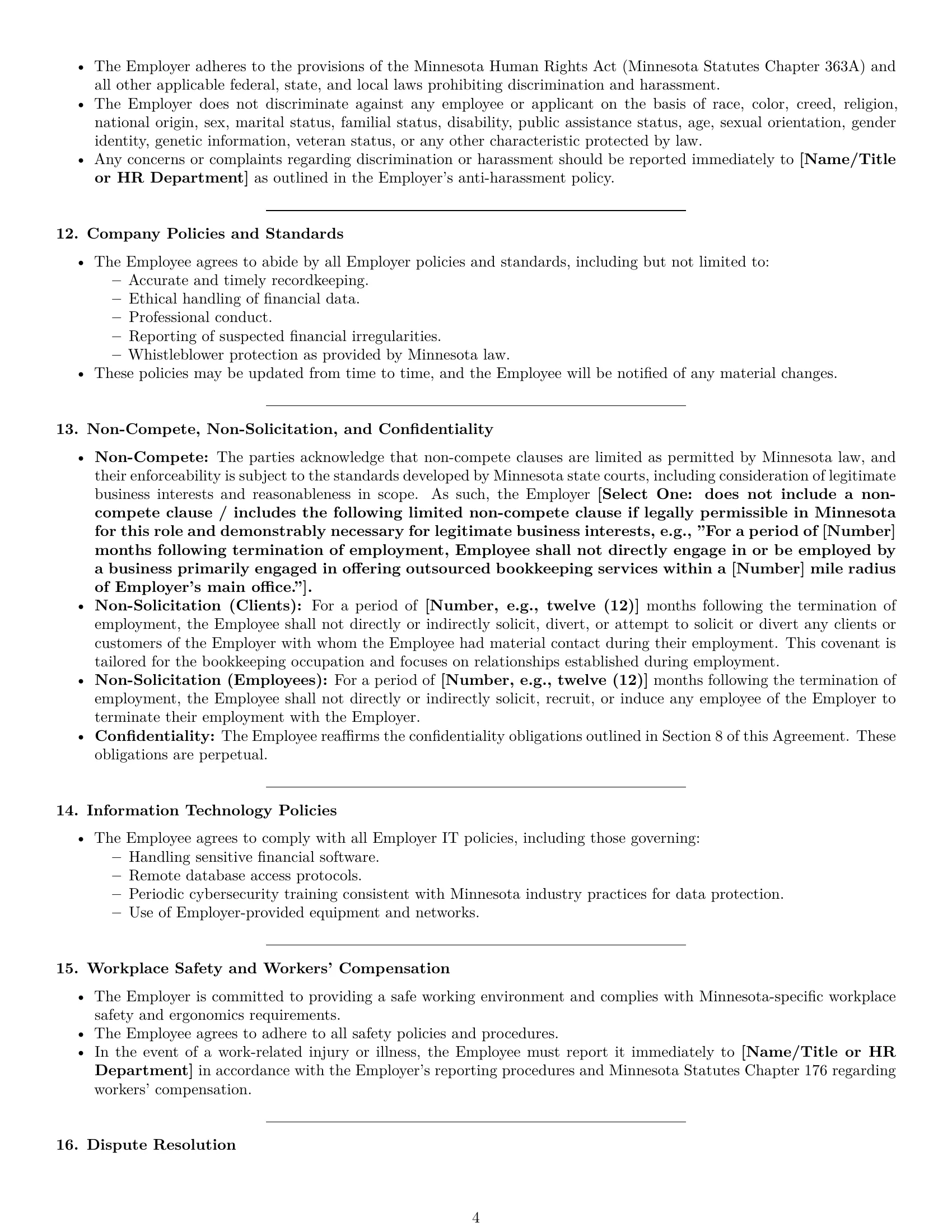 Preview page 4 of Pro Minnesota bookkeeper employment contract template