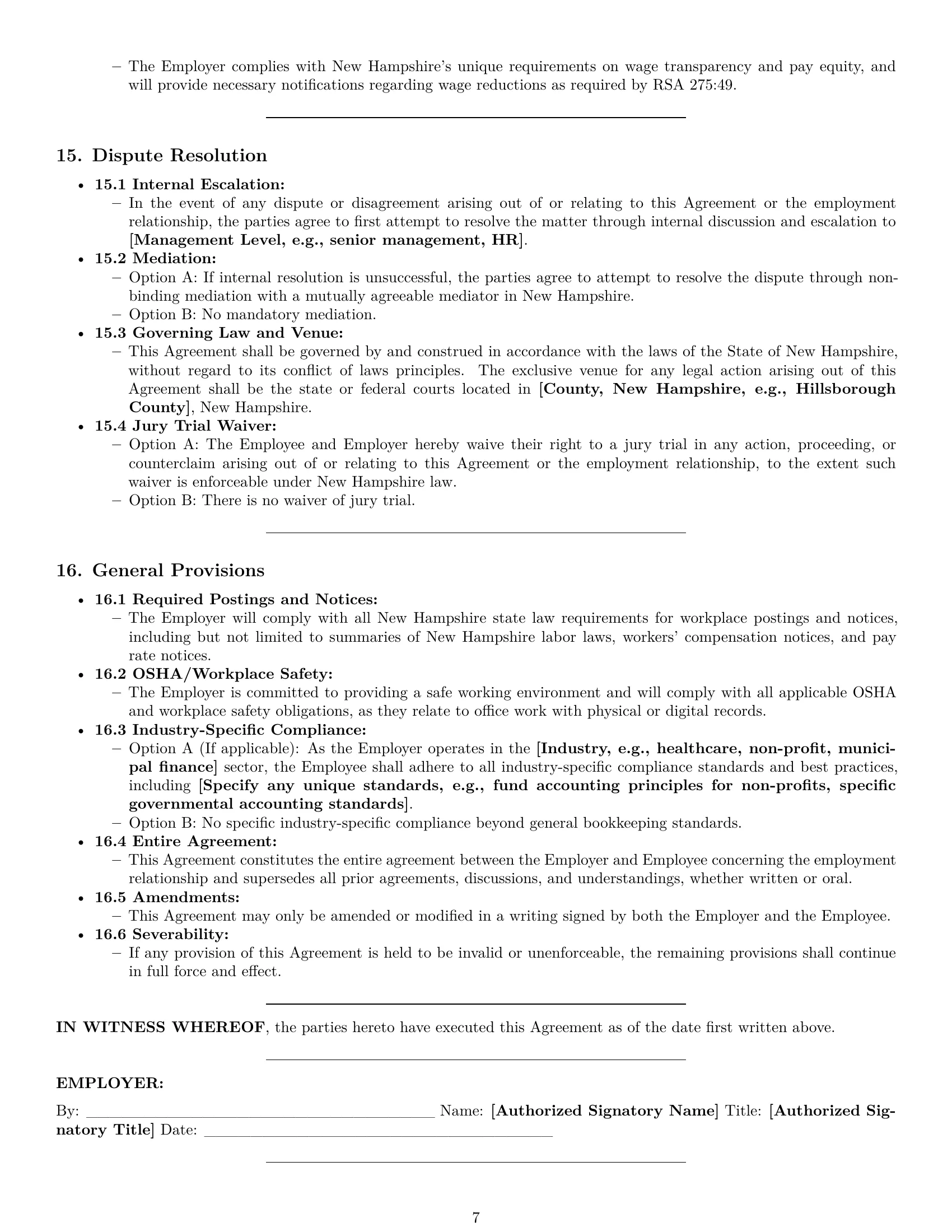 Preview page 7 of Pro New Hampshire bookkeeper employment contract template