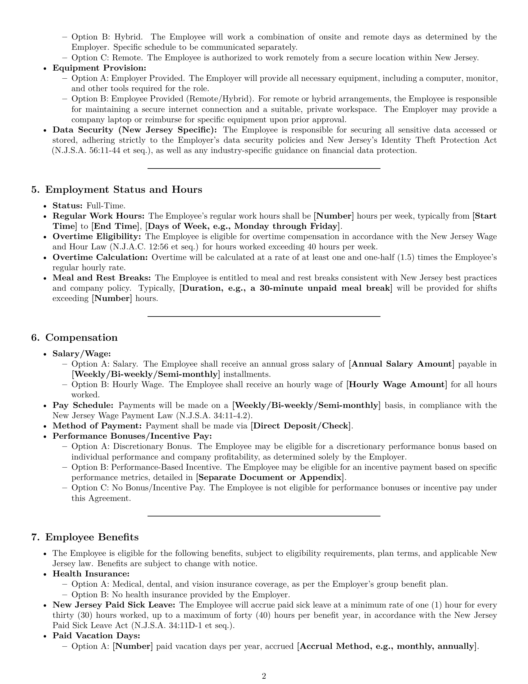 Preview page 2 of Pro New Jersey bookkeeper employment contract template