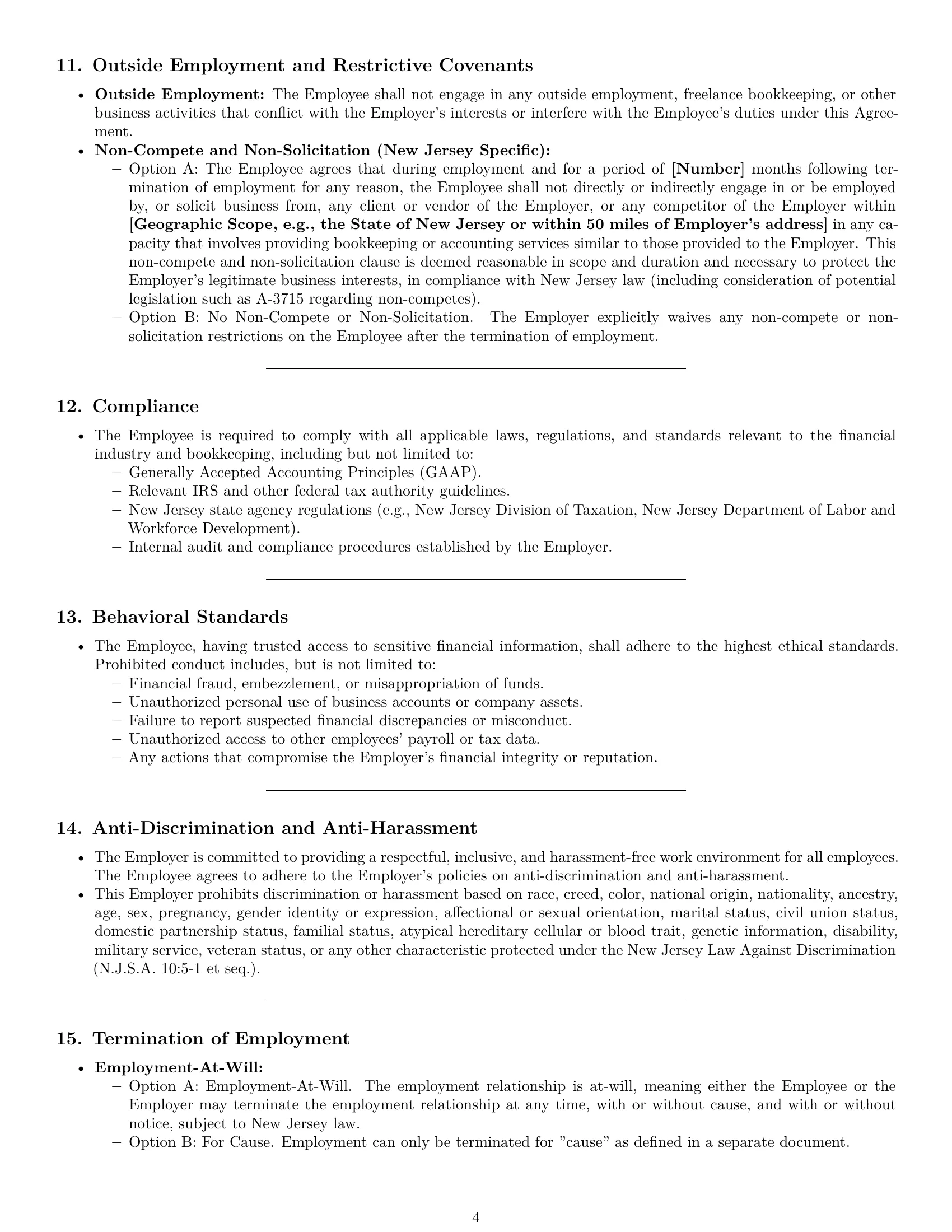 Preview page 4 of Pro New Jersey bookkeeper employment contract template