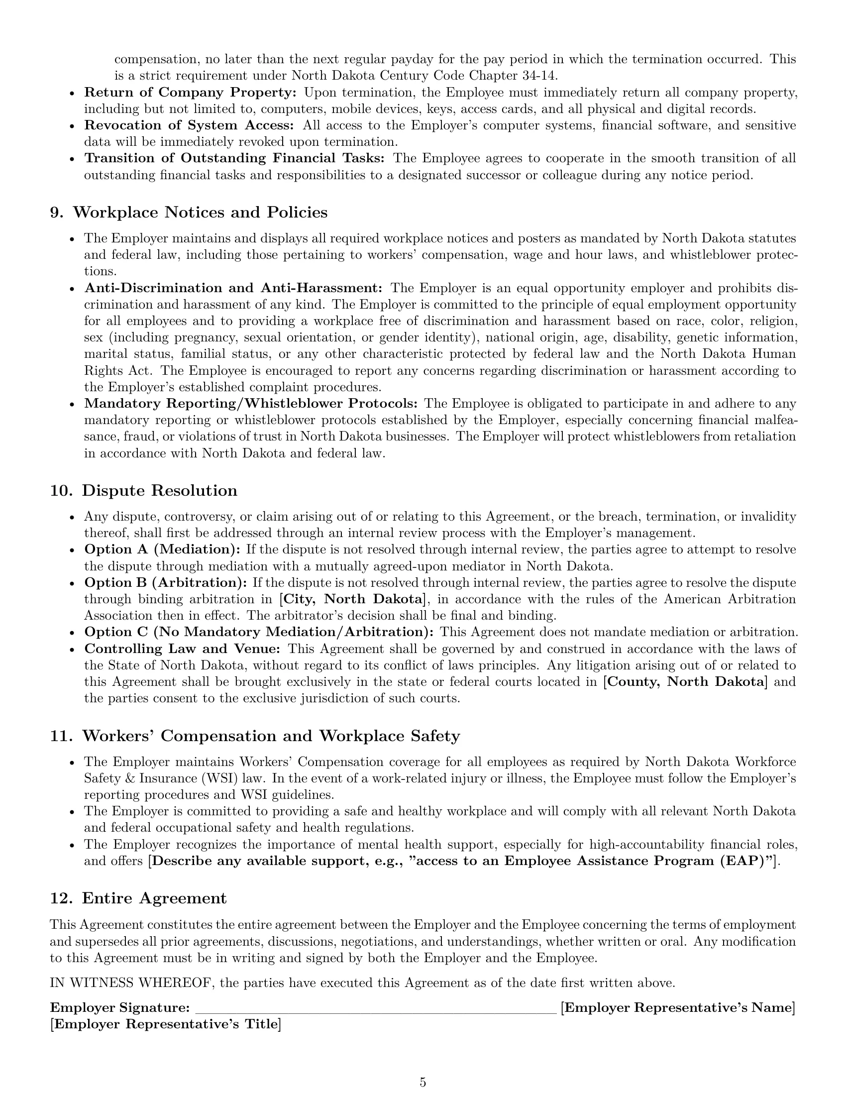 Preview page 5 of Pro North Dakota bookkeeper employment contract template