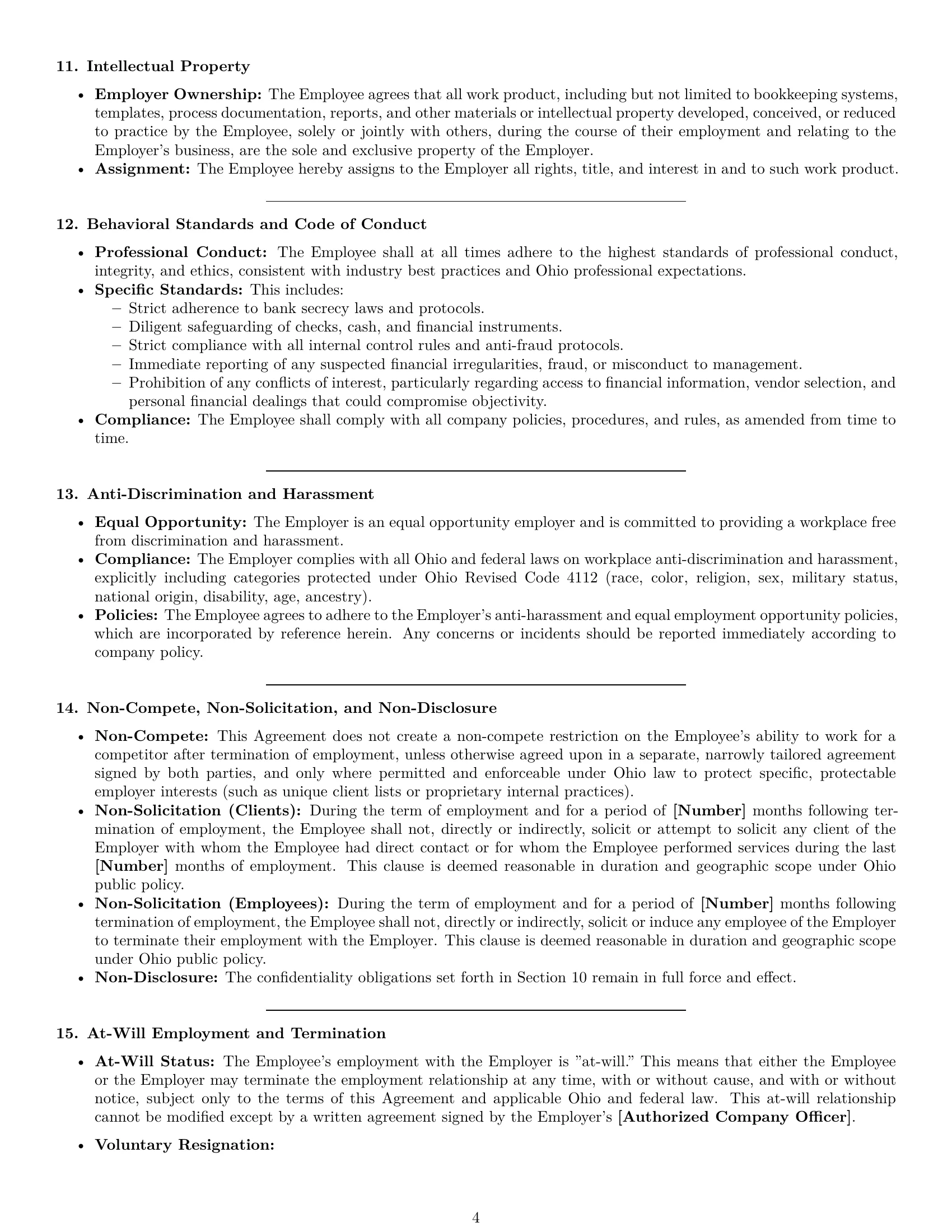 Preview page 4 of Pro Ohio bookkeeper employment contract template