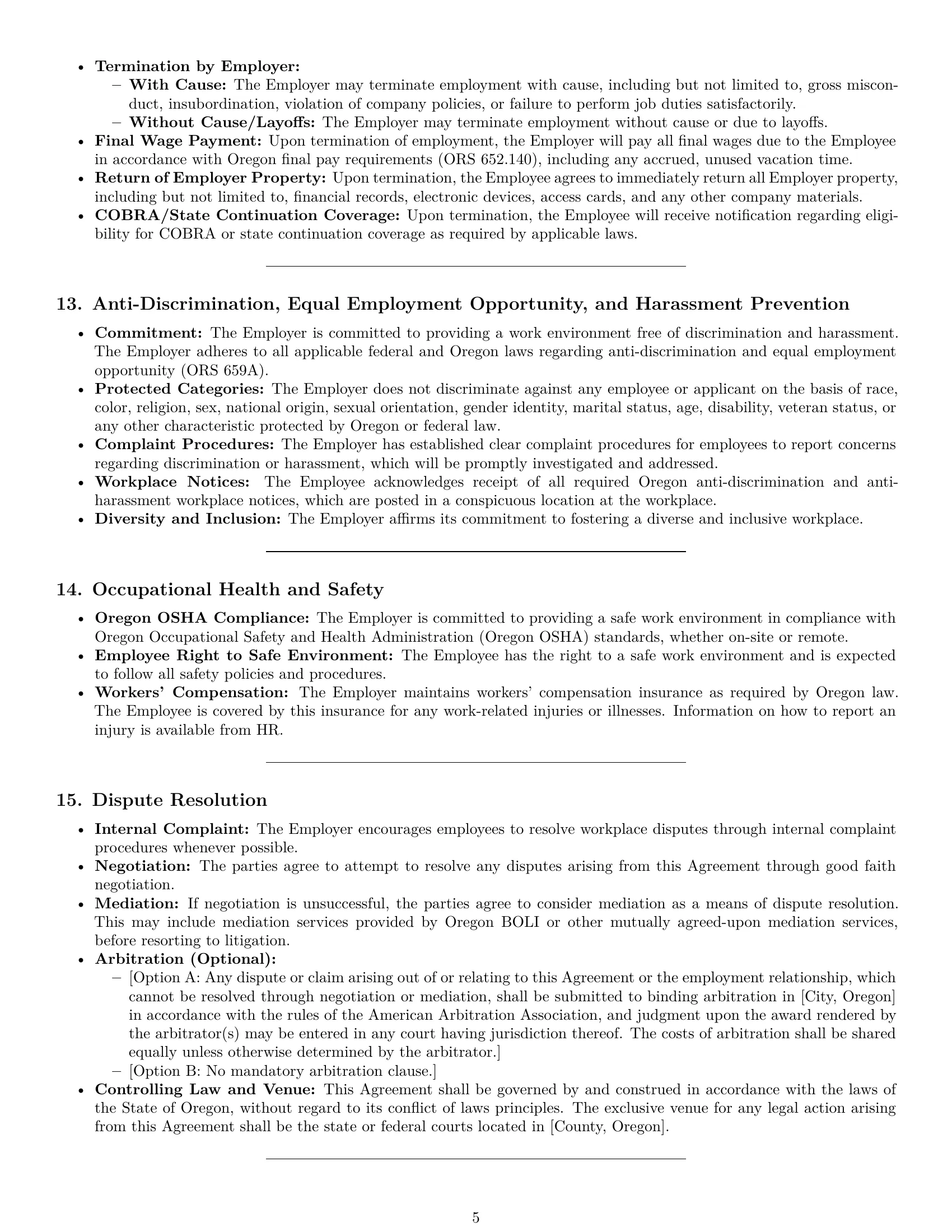 Preview page 5 of Pro Oregon bookkeeper employment contract template