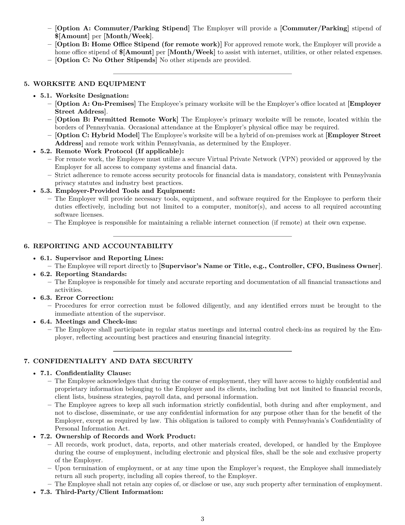 Preview page 3 of Pro Pennsylvania bookkeeper employment contract template