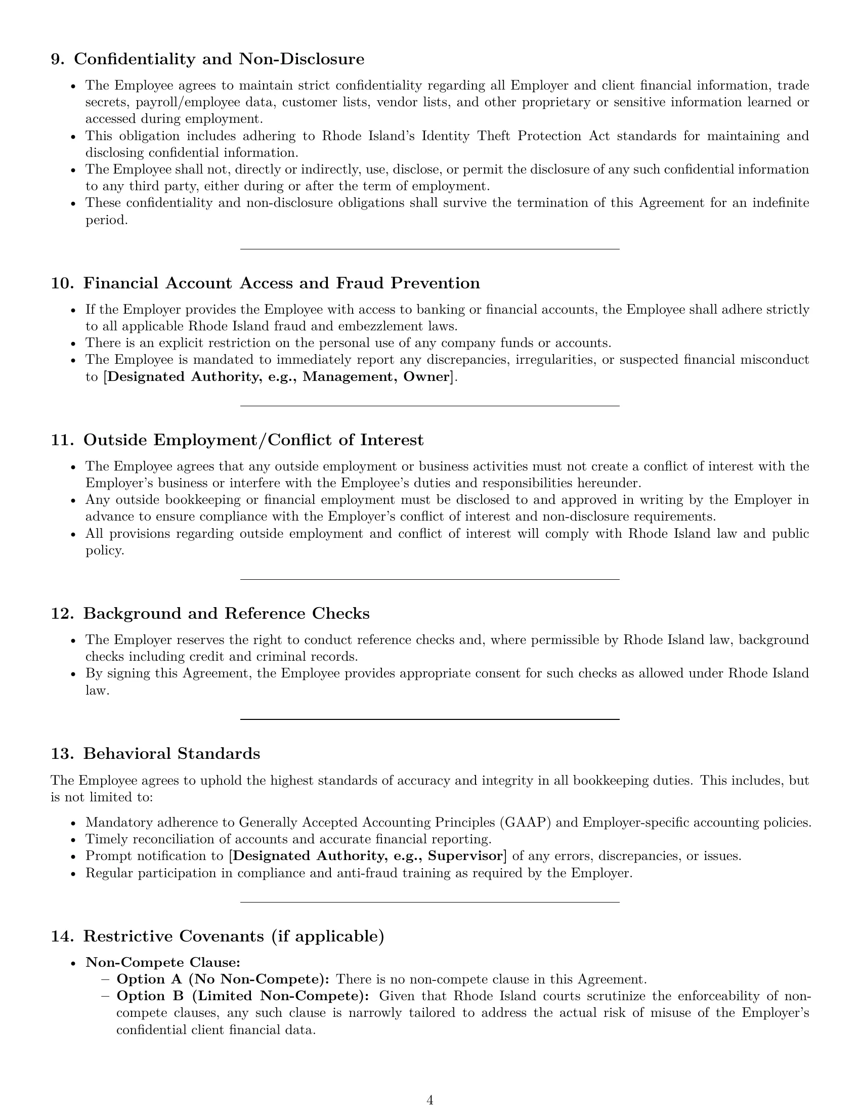 Preview page 4 of Pro Rhode Island bookkeeper employment contract template
