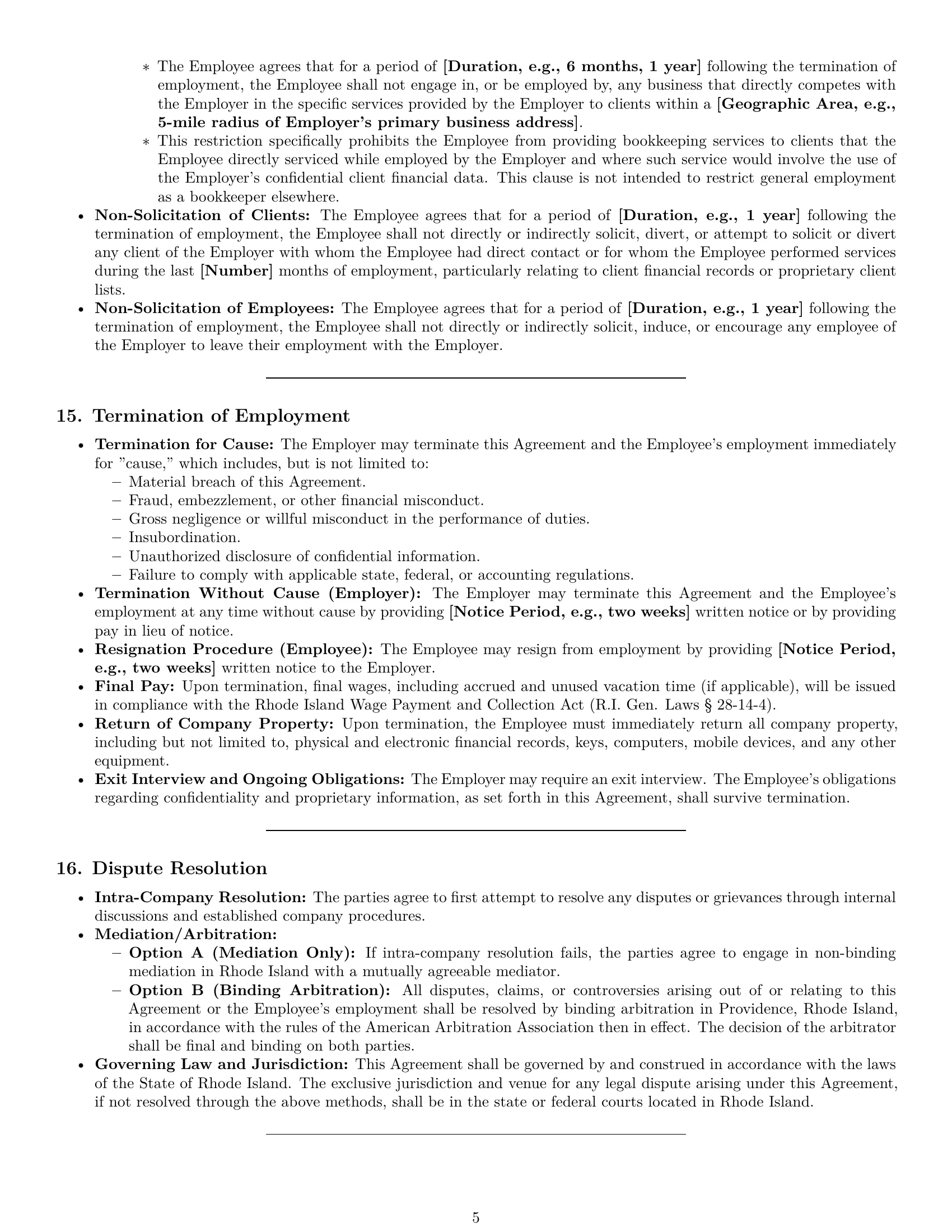 Preview page 5 of Pro Rhode Island bookkeeper employment contract template