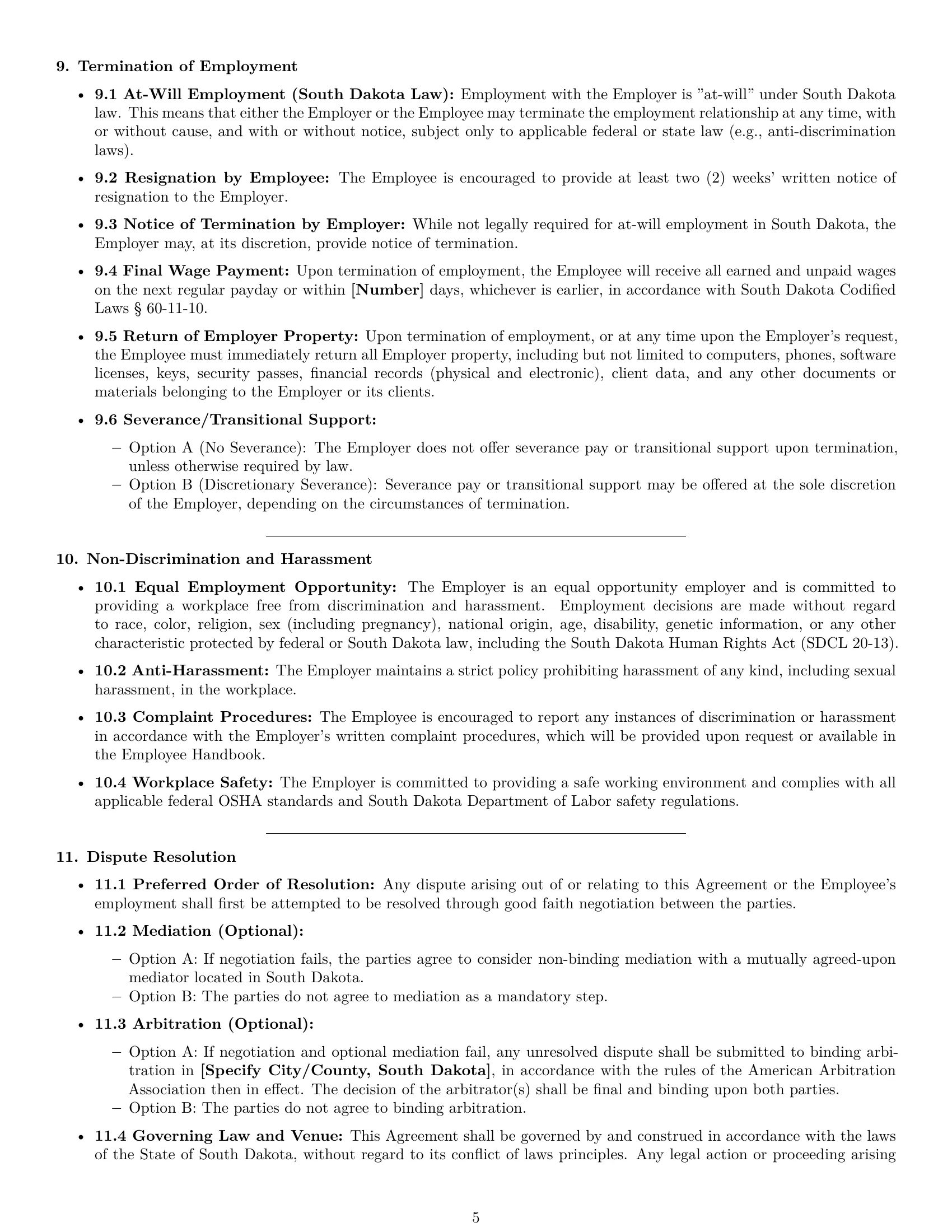 Preview page 5 of Pro South Dakota bookkeeper employment contract template