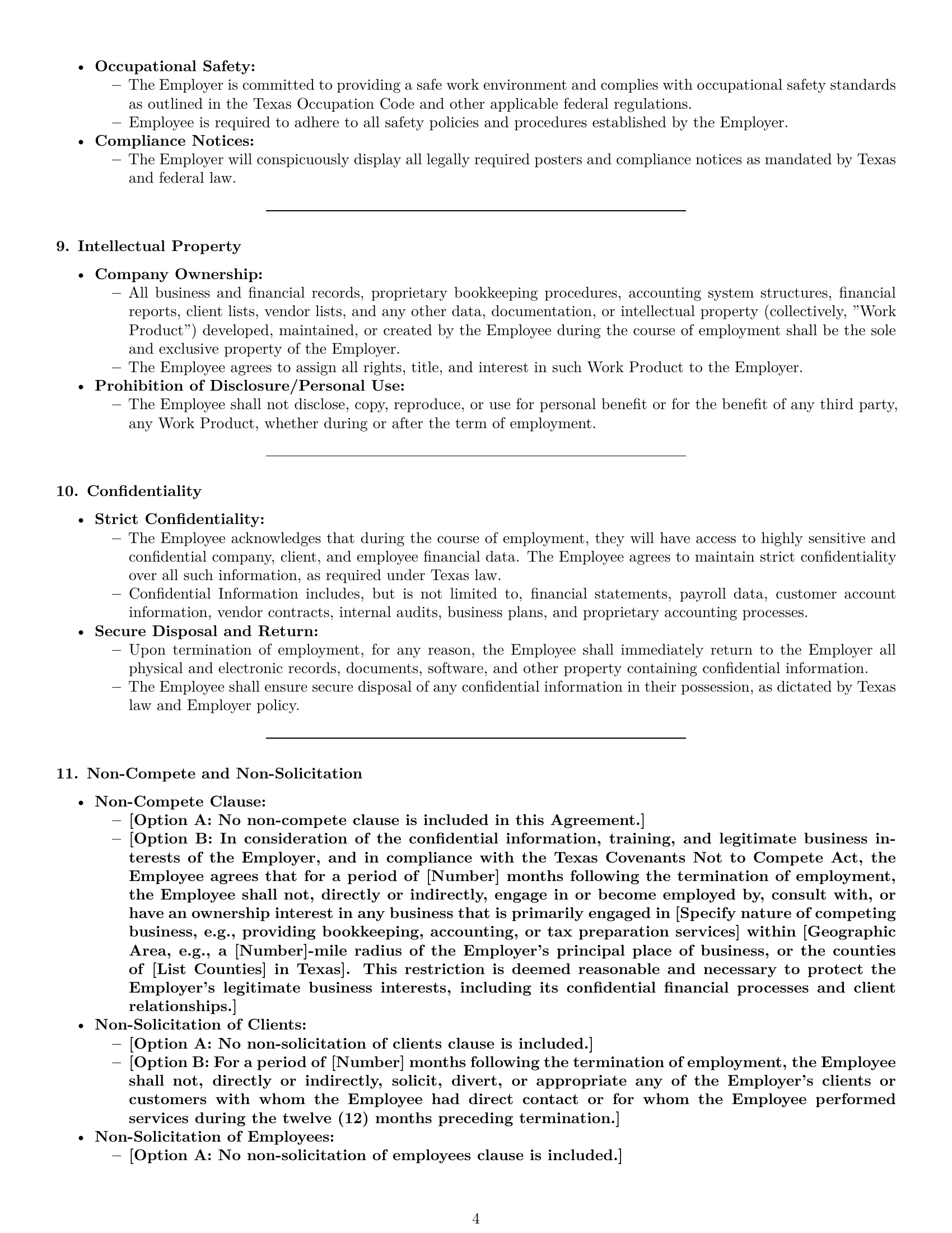 Preview page 4 of Pro Texas bookkeeper employment contract template
