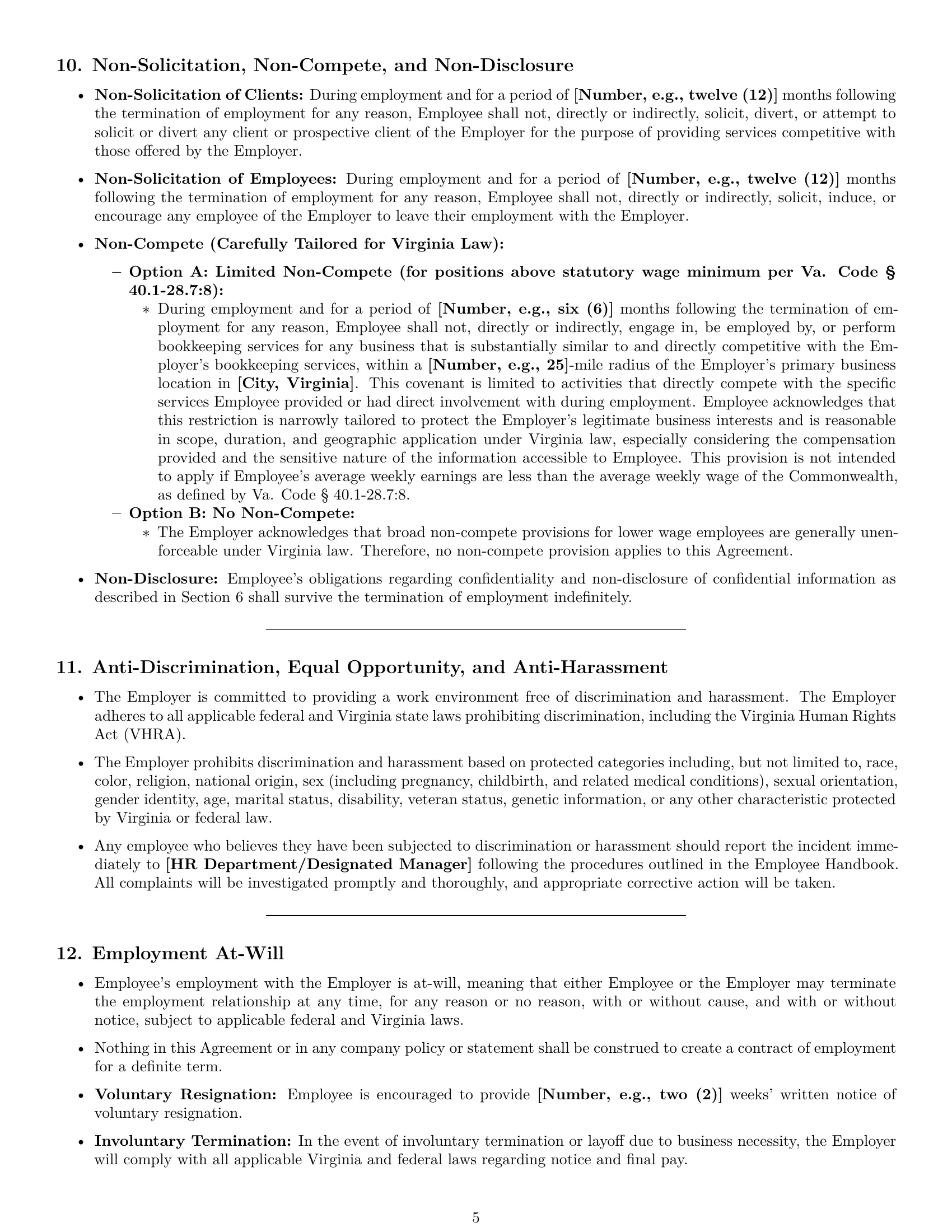 Preview page 5 of Pro Virginia bookkeeper employment contract template