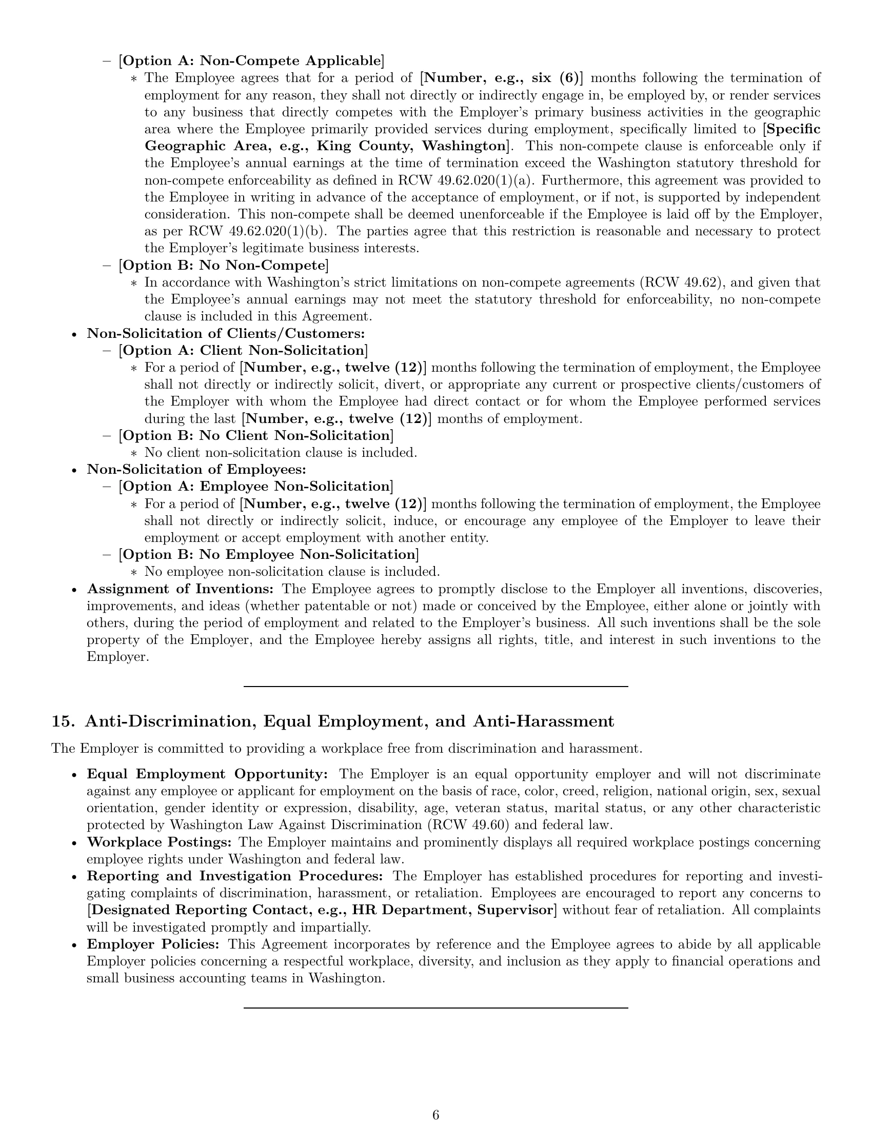 Preview page 6 of Pro Washington bookkeeper employment contract template