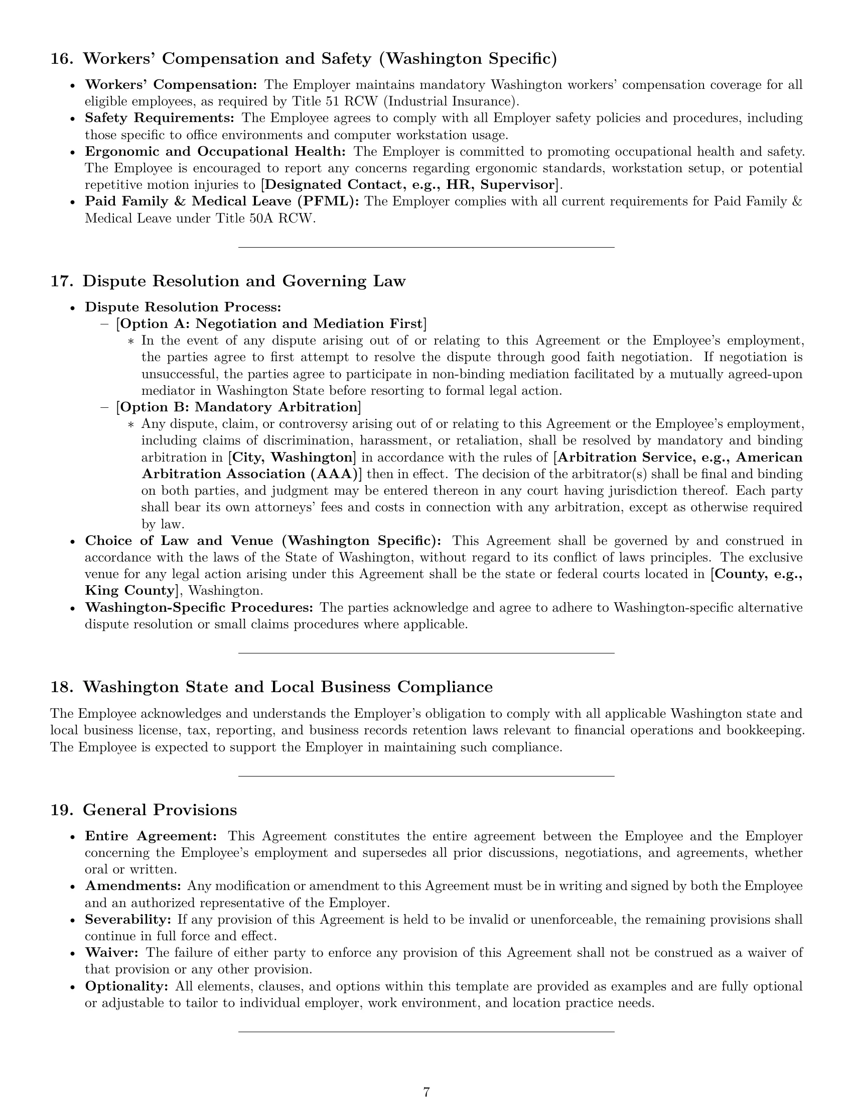 Preview page 7 of Pro Washington bookkeeper employment contract template