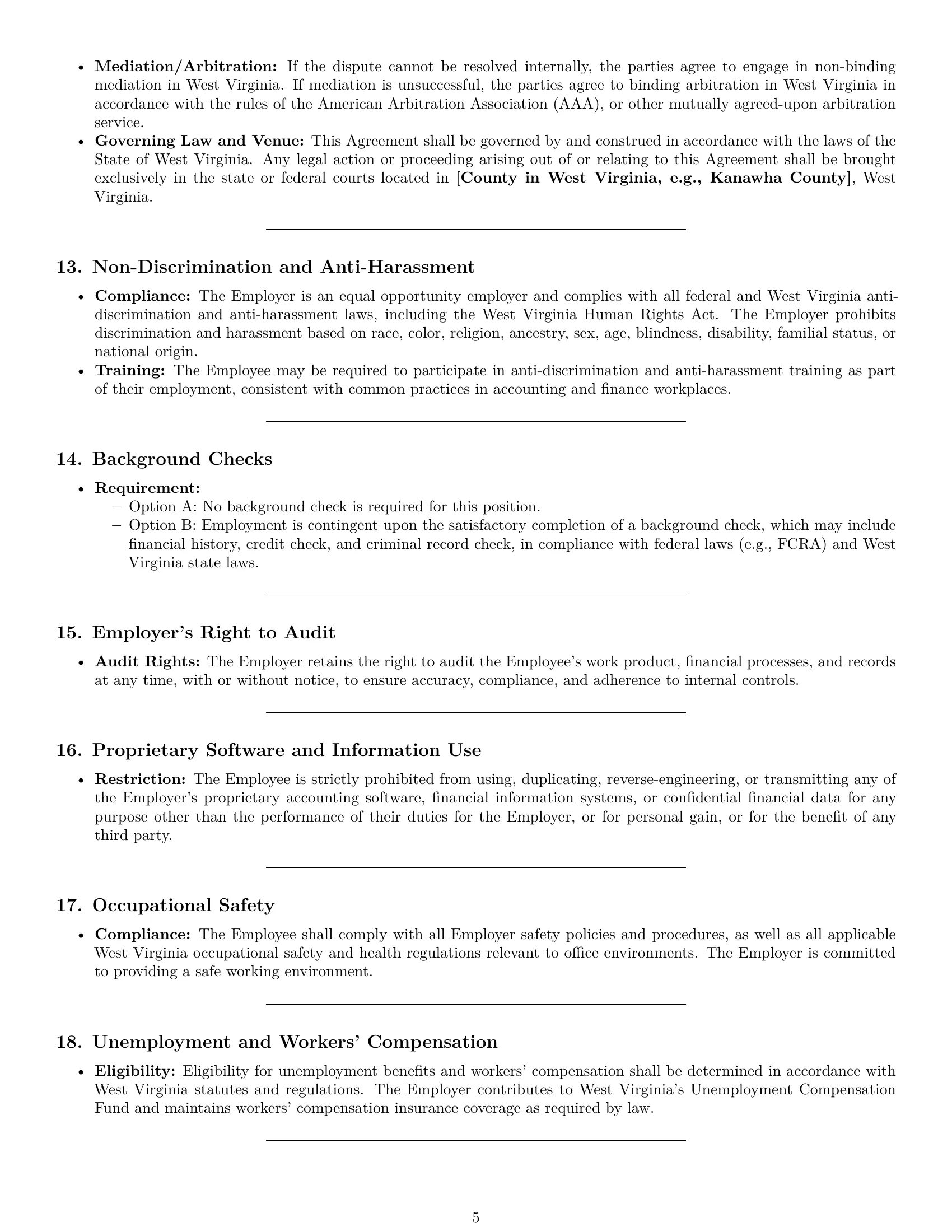 Preview page 5 of Pro West Virginia bookkeeper employment contract template