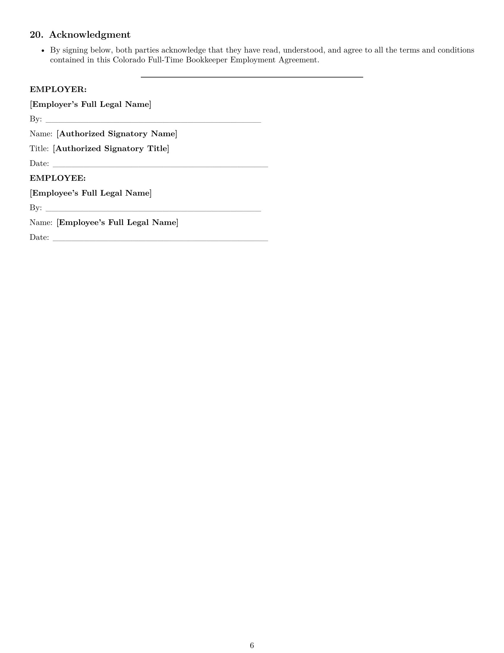 Preview page 6 of Pro Colorado bookkeeper employment contract template