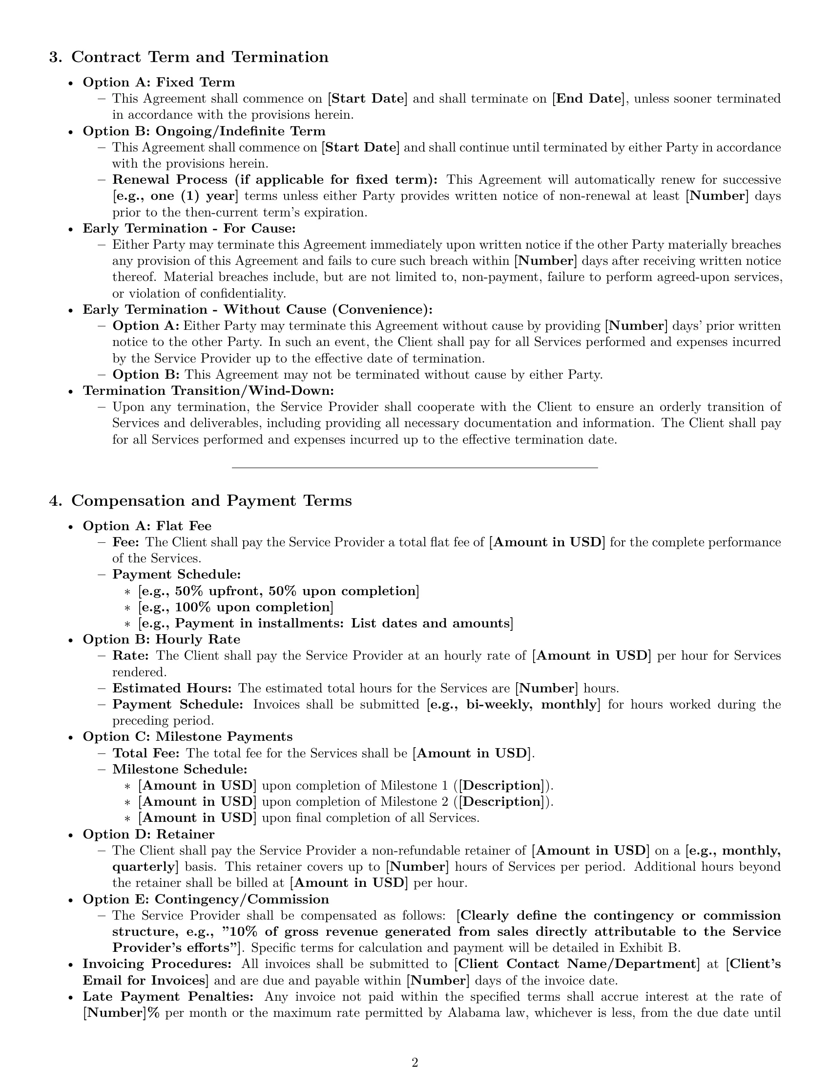 Preview page 2 of Pro Alabama service contract template