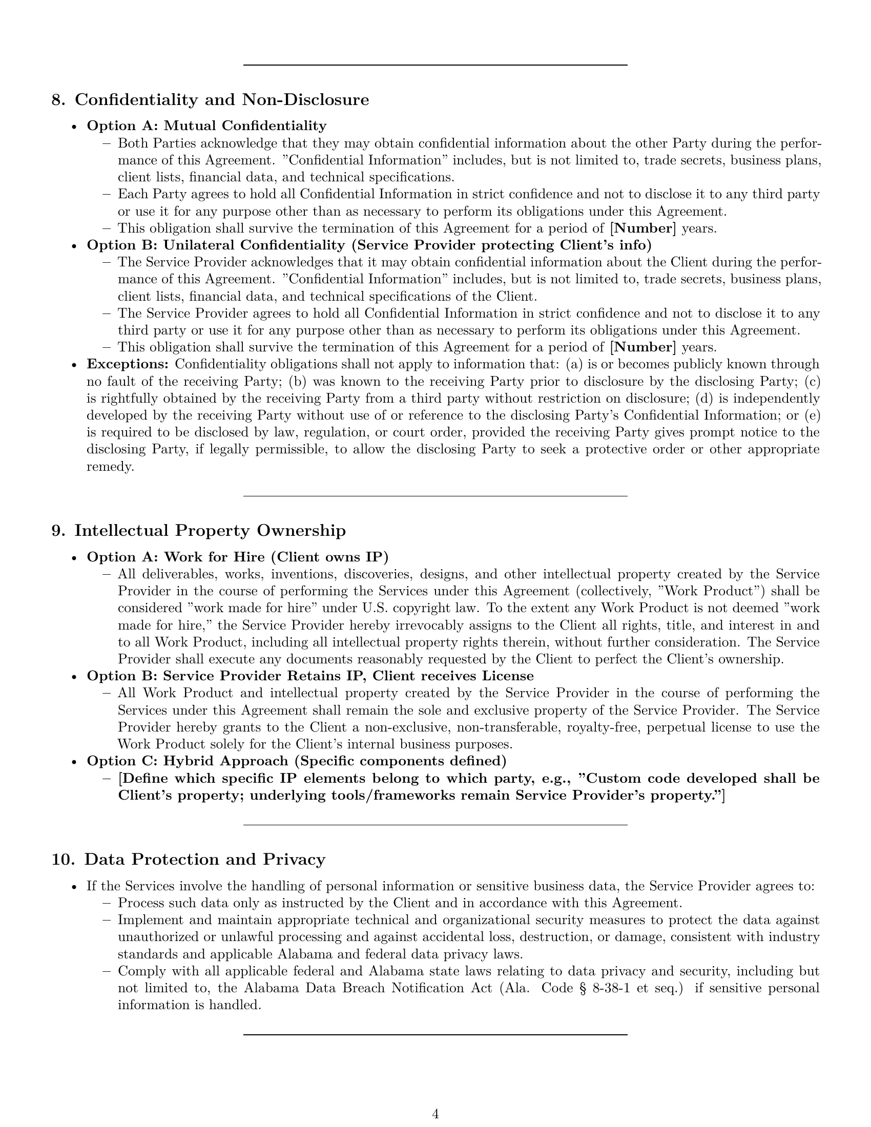 Preview page 4 of Pro Alabama service contract template