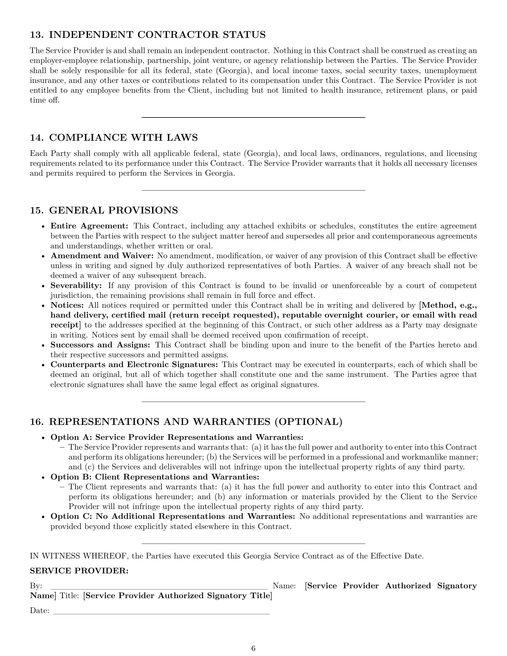 Preview page 6 of Pro Georgia service contract template