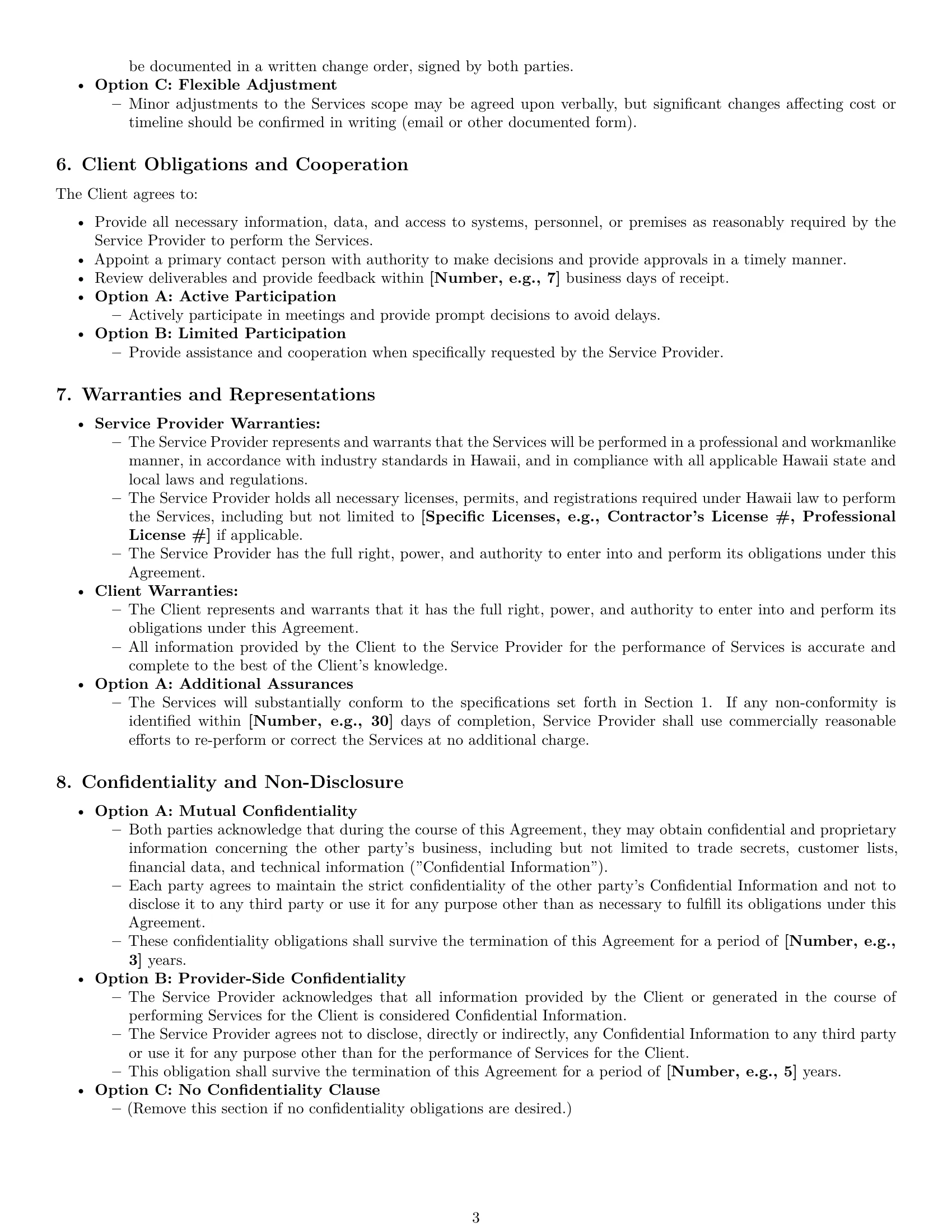 Preview page 3 of Pro Hawaii service contract template