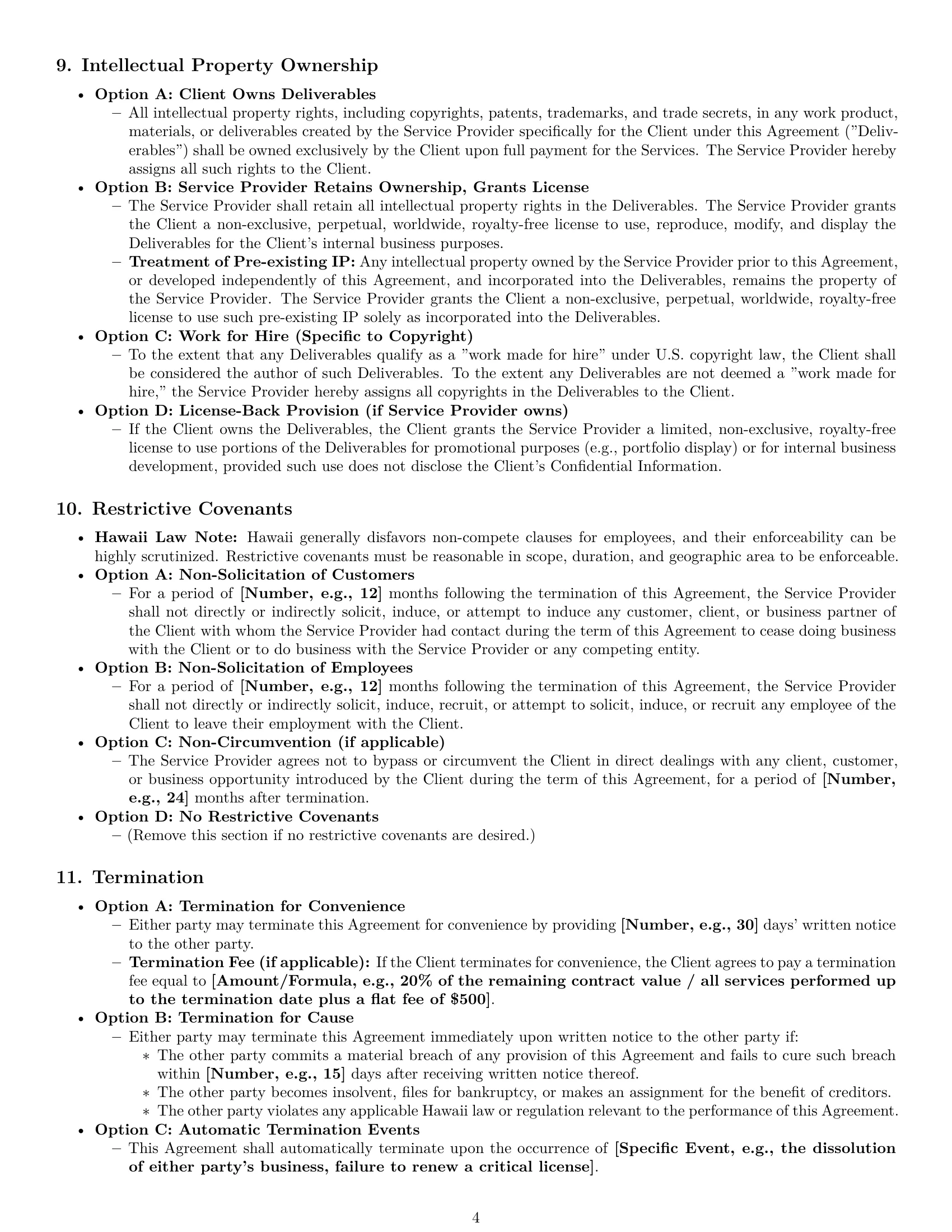 Preview page 4 of Pro Hawaii service contract template