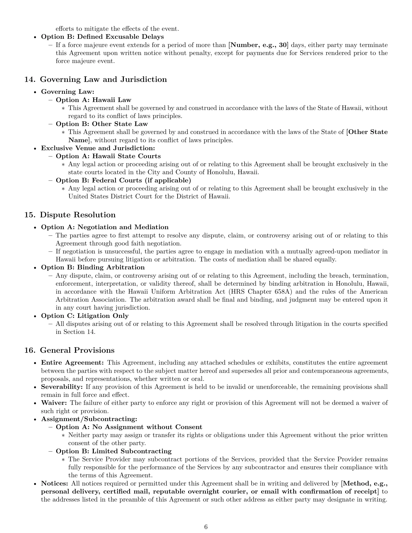 Preview page 6 of Pro Hawaii service contract template
